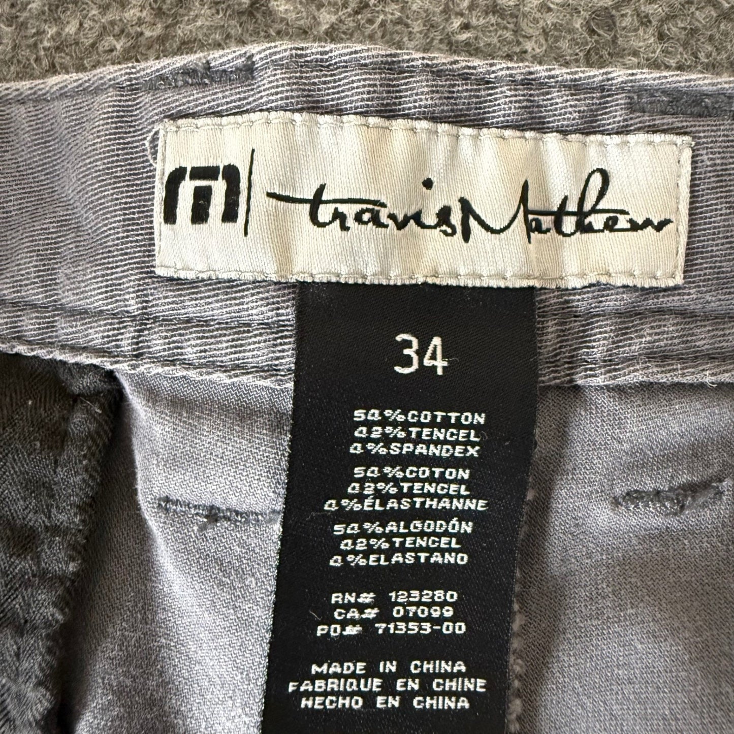 Travis Mathew Pants Mens 34x32 Gray Tencel Chino Casual Golf Comfort Everyday