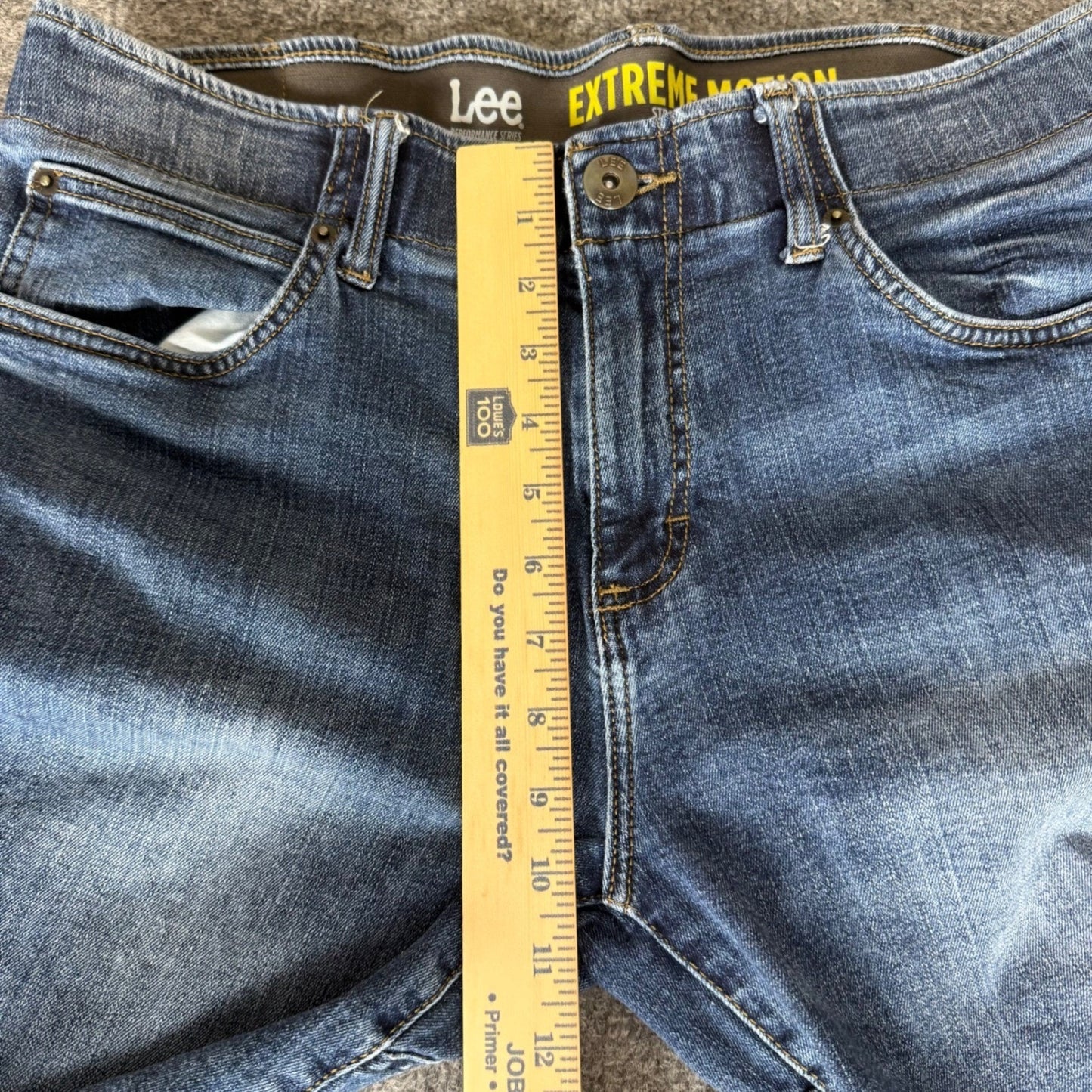 Lee Extreme Motion Mens Straight Fit Tapered Leg Jeans Blue 34x30 Denim Stretch