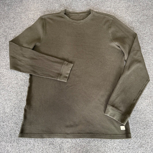 Vuori Mens XL Long Sleeve Thermal Waffle Knit Crew Neck Shirt Olive Green V176
