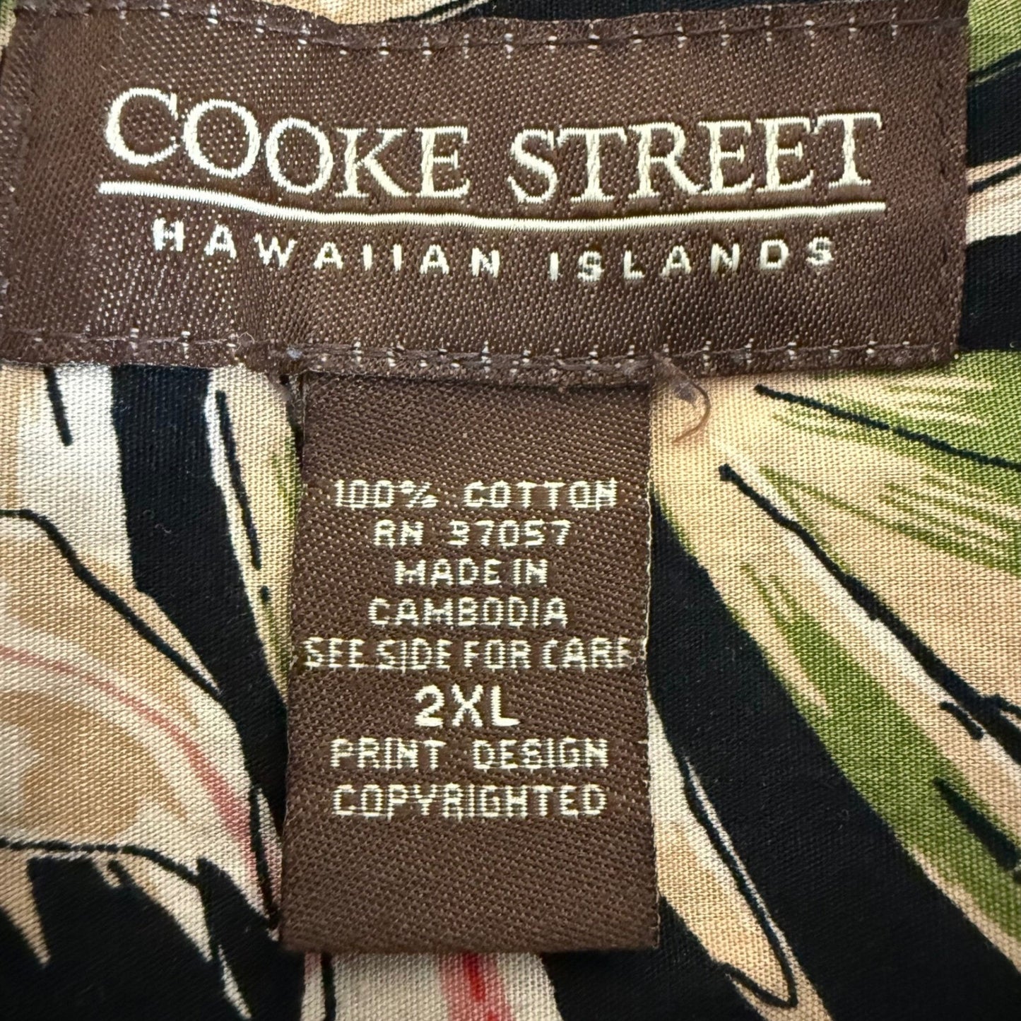 Cooke Street Hawaiian Shirt Mens 2XL Tropical Floral Palm Short Sleeve Cotton