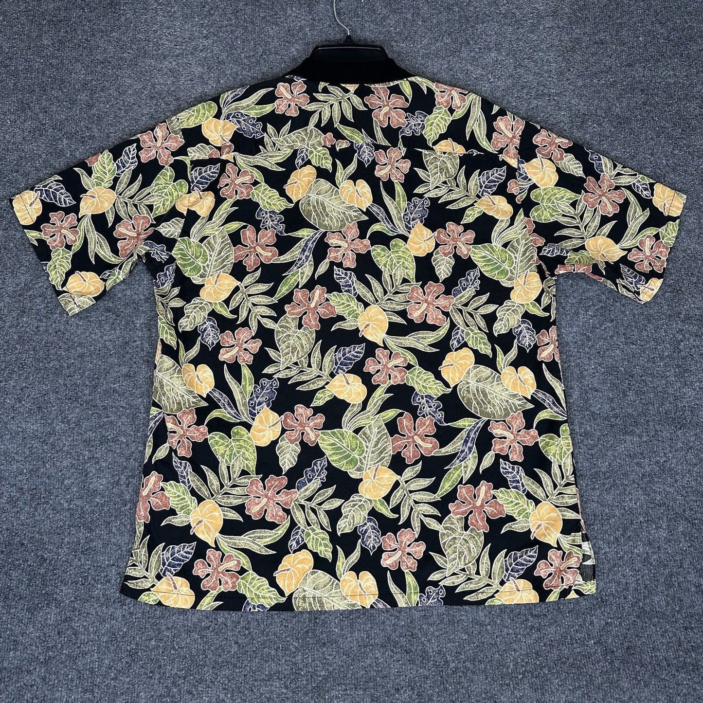 Tori Richard Polo Hawaiian Shirt Mens Large Floral Short Sleeve Pocket VTG Adult