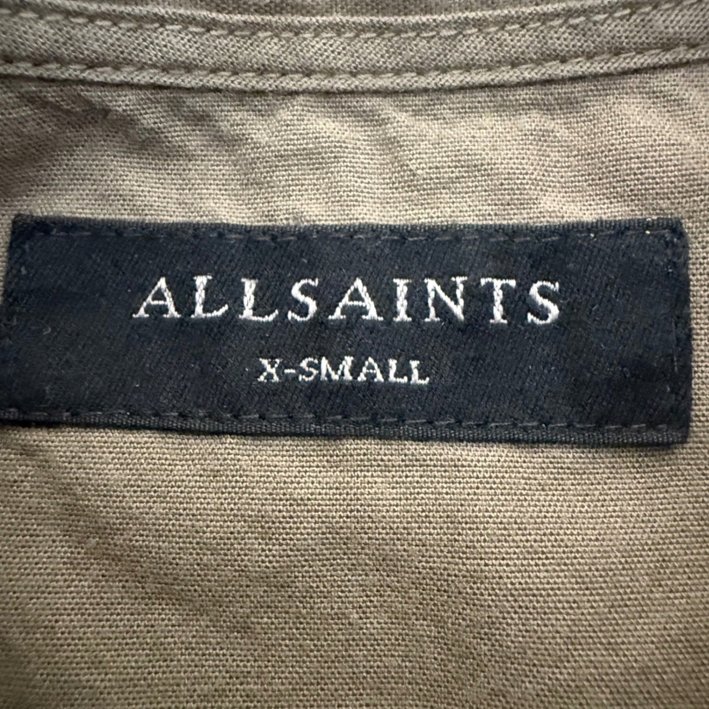 AllSaints Sulzer Long Sleeve Shirt Mens XS Brown Cotton Button Up Casual