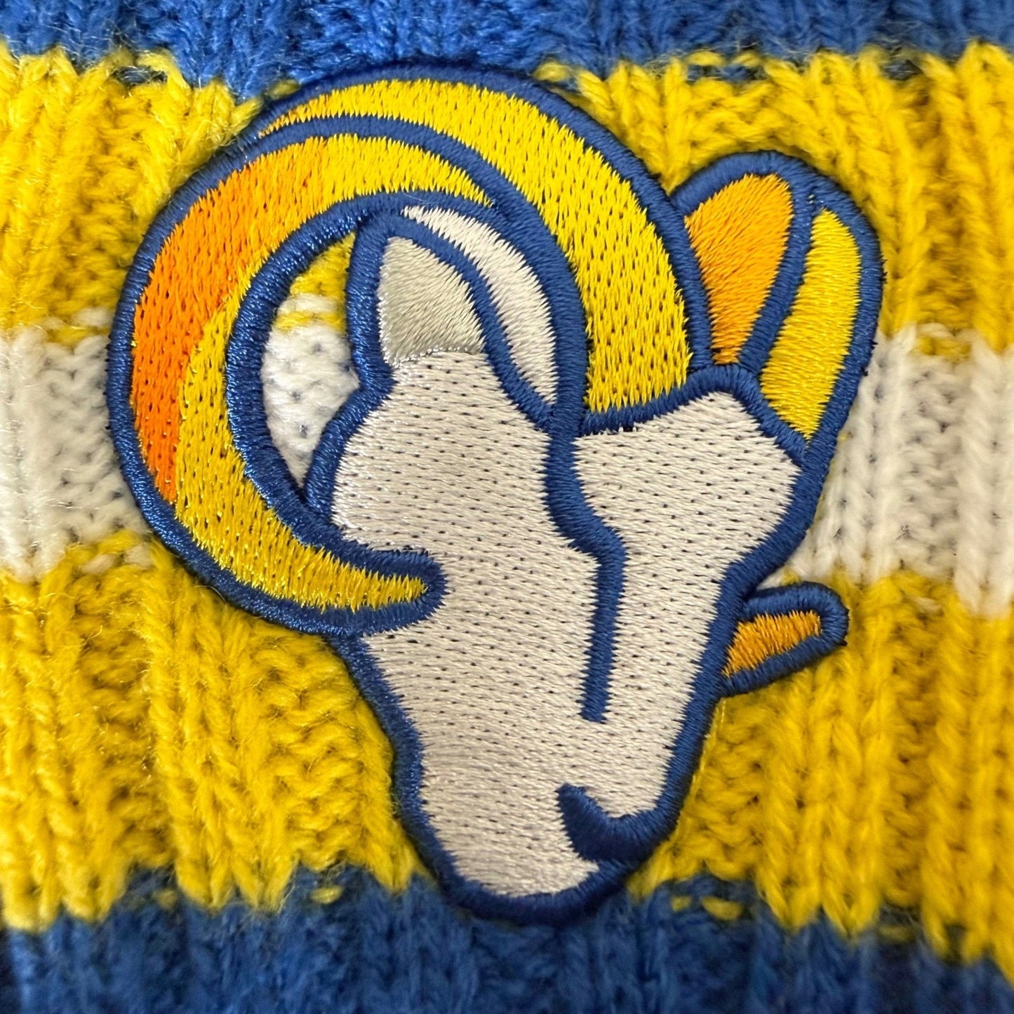 47 Brand Los Angeles Rams NFL Beanie Mens Blue Yellow Knit Pom Cuffed Hat OSFA