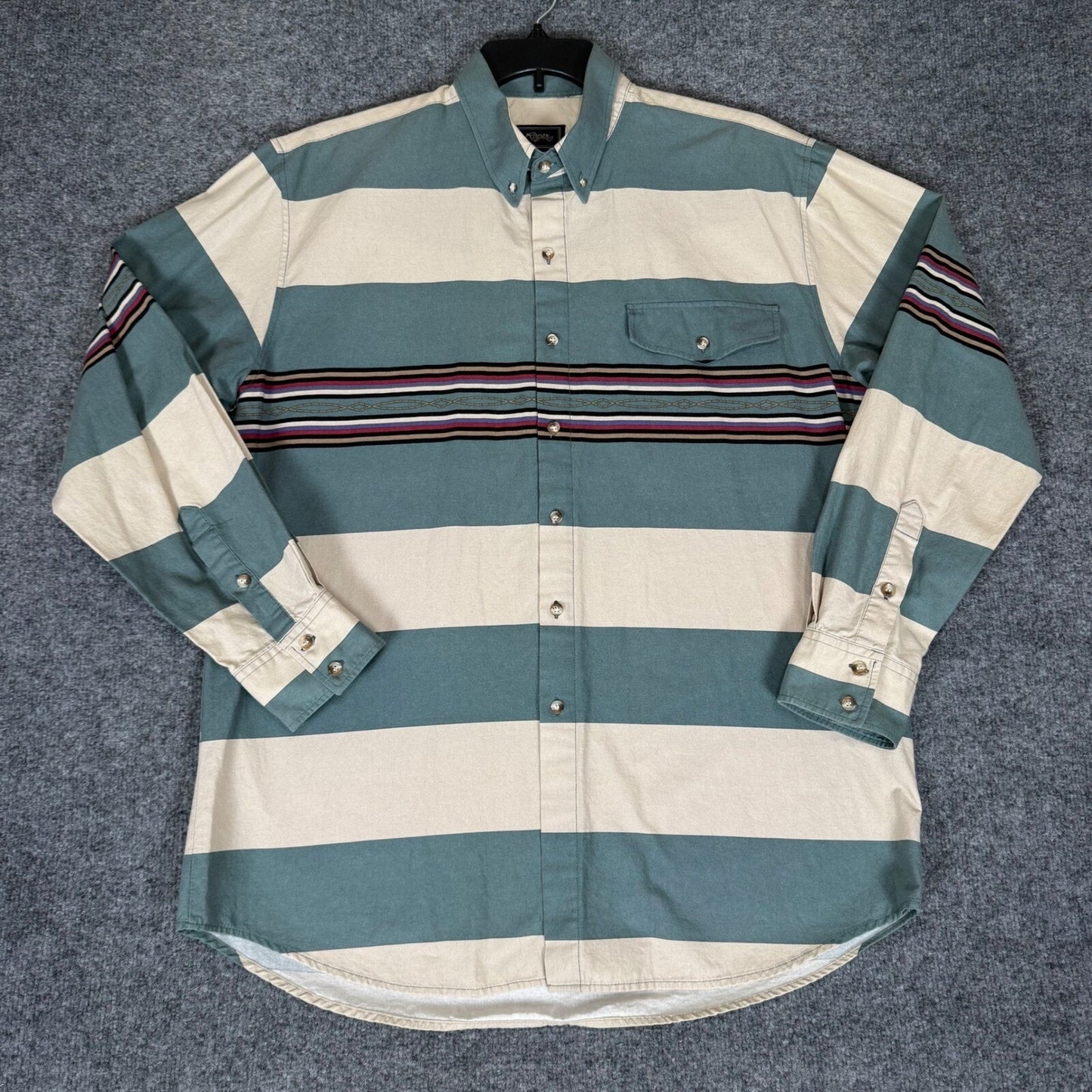 Roper Western Shirt Striped Long Sleeve Button Up Cowboy XL