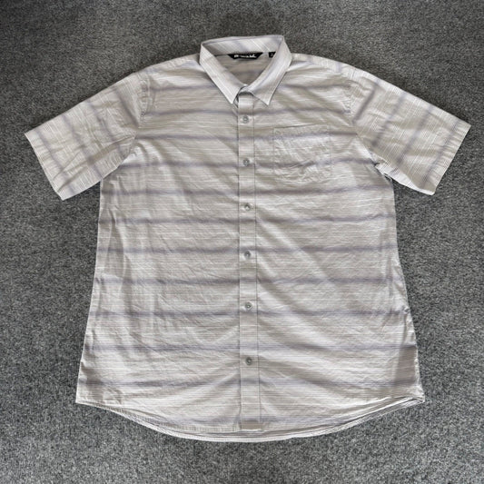 TravisMathew Mens XL Short Sleeve Button Up Shirt Striped Casual Golf Comfort