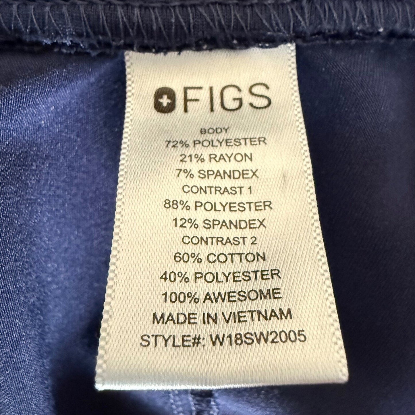 FIGS Zamora Jogger Scrub Pants Womens Large 31x28 Navy Stretch Medical Uniform