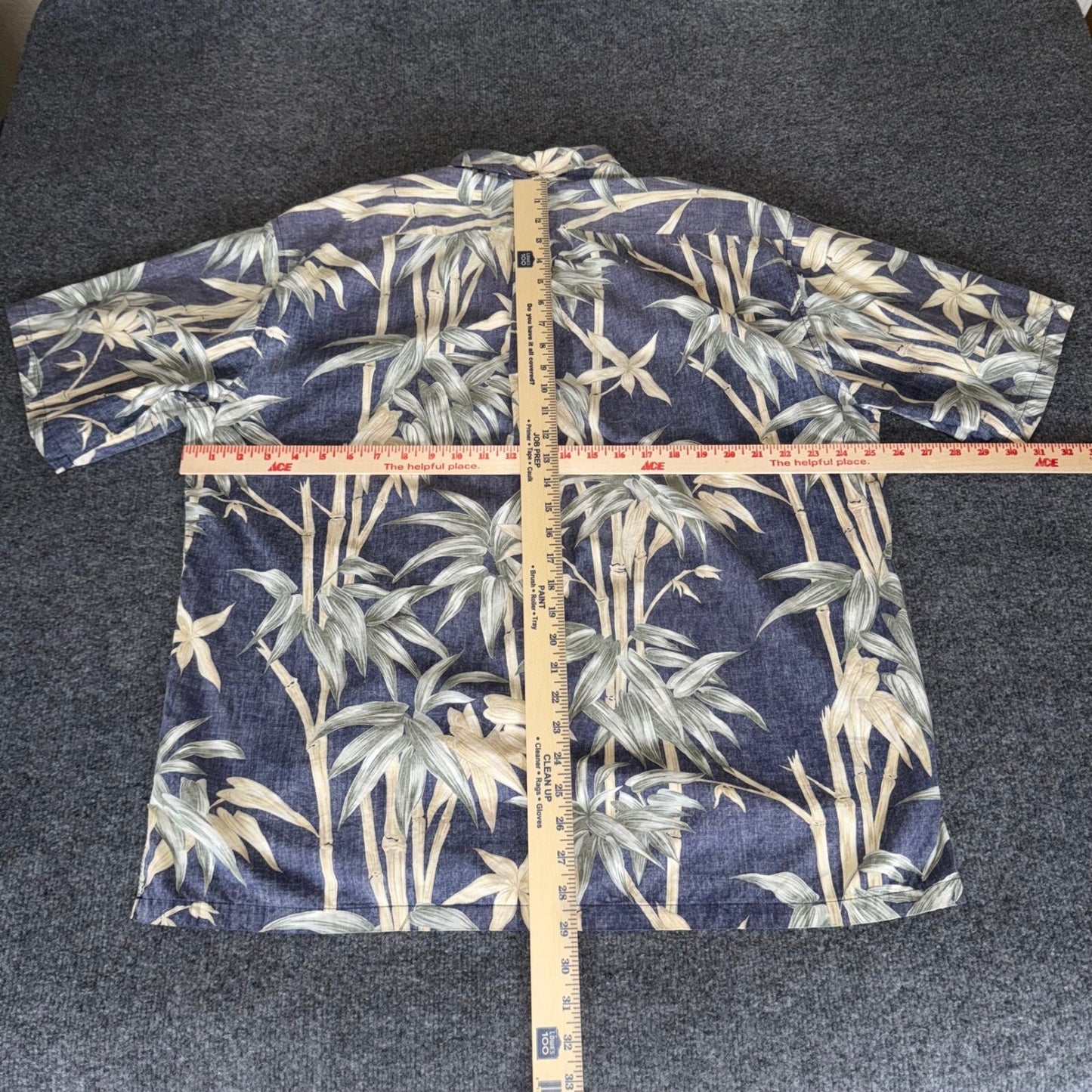 Hilo Hattie Hawaiian Popover Shirt Bamboo Reverse Print Aloha Shirt Blue Mens XL