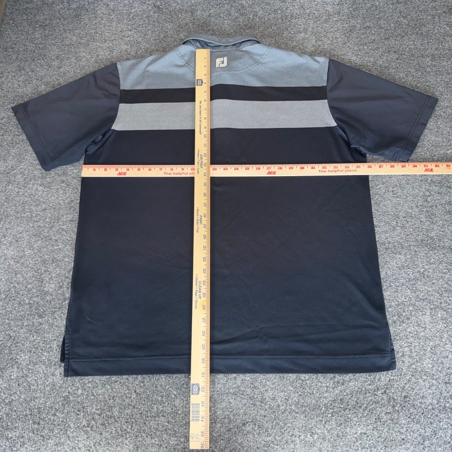 FootJoy FJ Golf Polo Shirt Mens XL Grey Striped Short Sleeve Performance Office