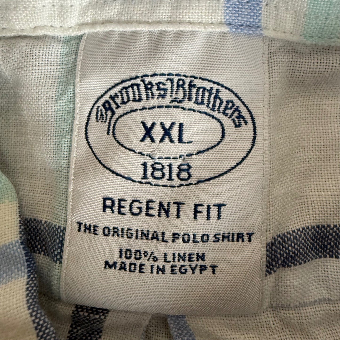 Brooks Brothers Regent Fit 100% Linen Plaid Button Down Shirt Mens XXL Blue