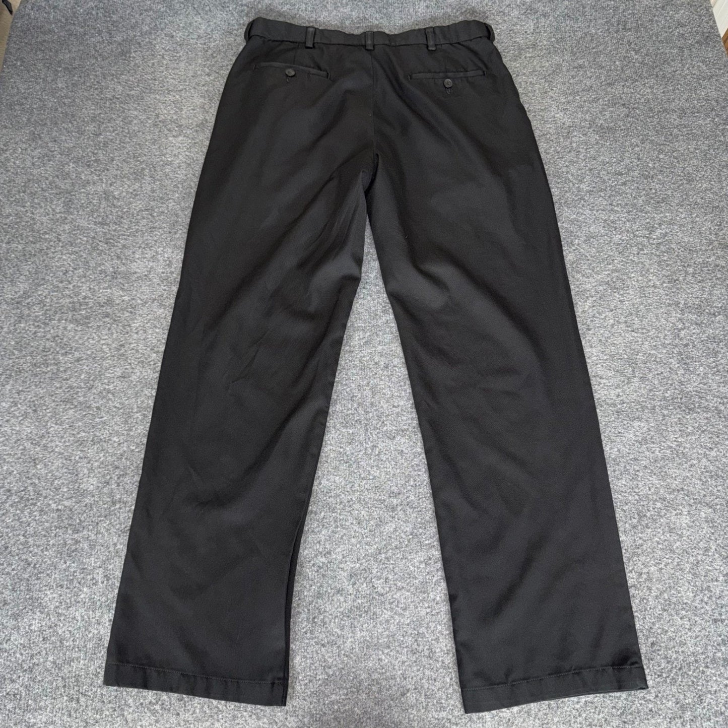 Haggar Cool 18 Pro Mens Black Dress Pants 34x31 Classic Fit Flat Front Trousers