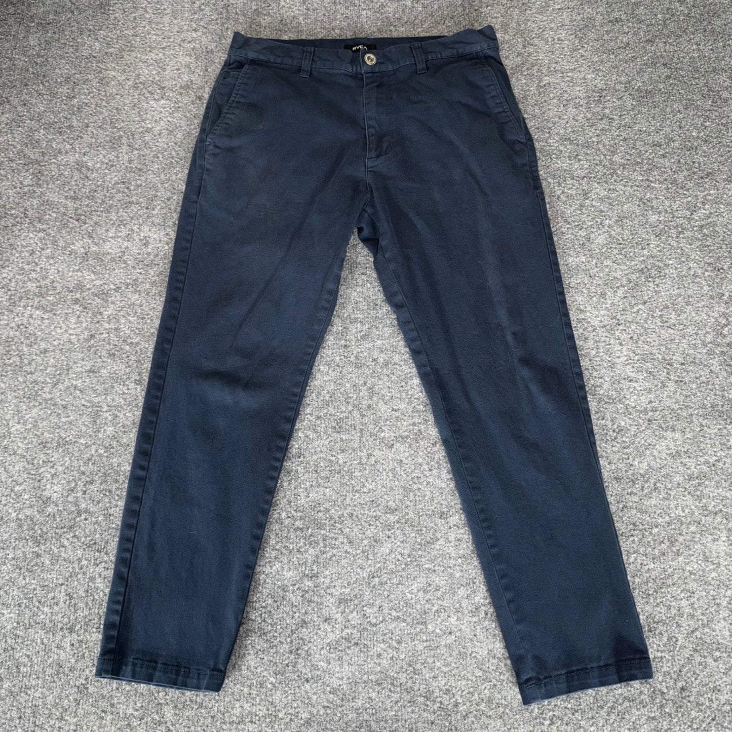 RVCA Hitched Fit Chino Pants Mens 31x25 Navy Blue Skate Casual Stretch