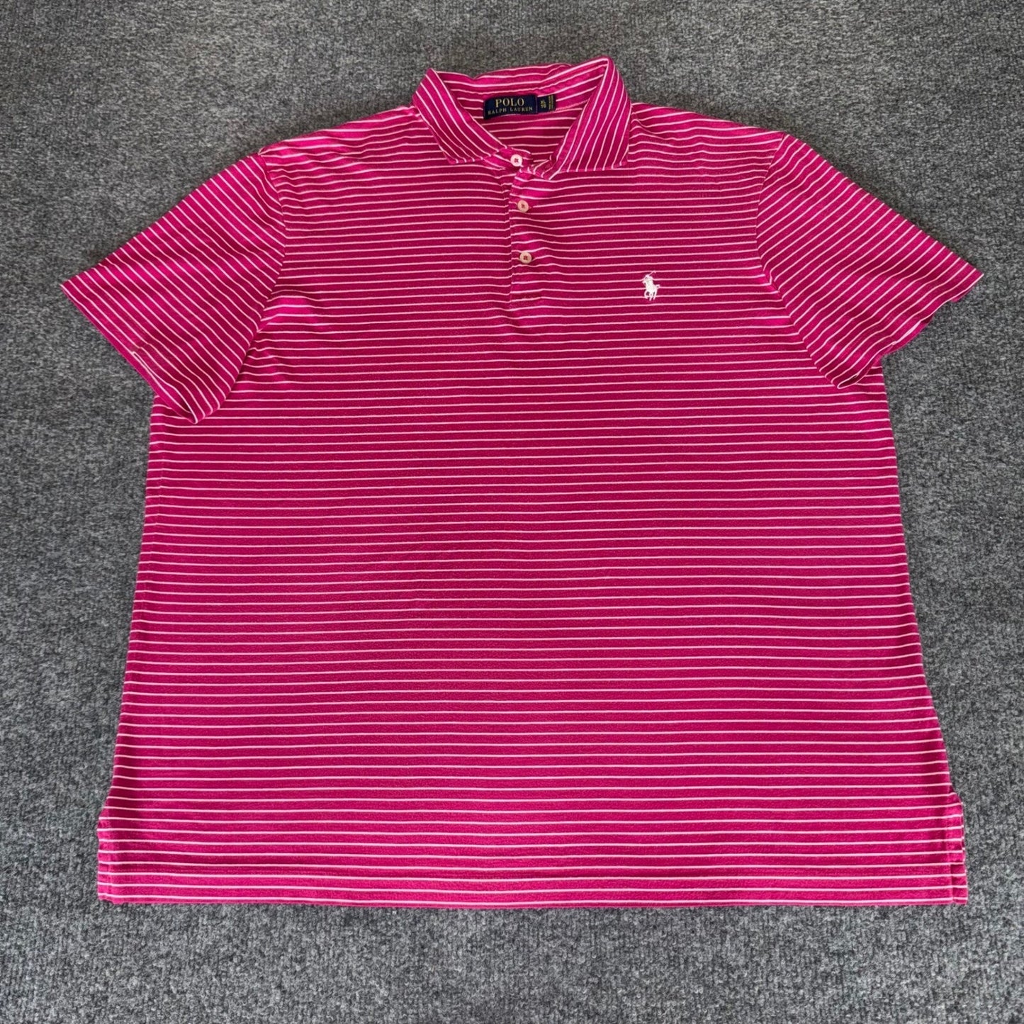 Polo Ralph Lauren Golf Shirt Pink Striped Pima Cotton XL Casual Mens Polo