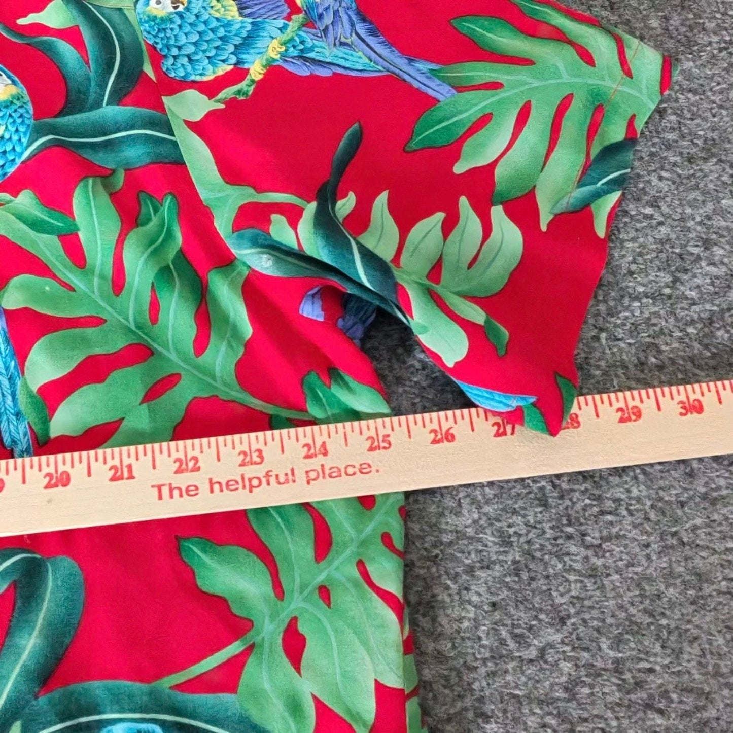 Paradise Found Hawaiian Shirt Mens XL Red Parrot Tropical Aloha Button Up Resort