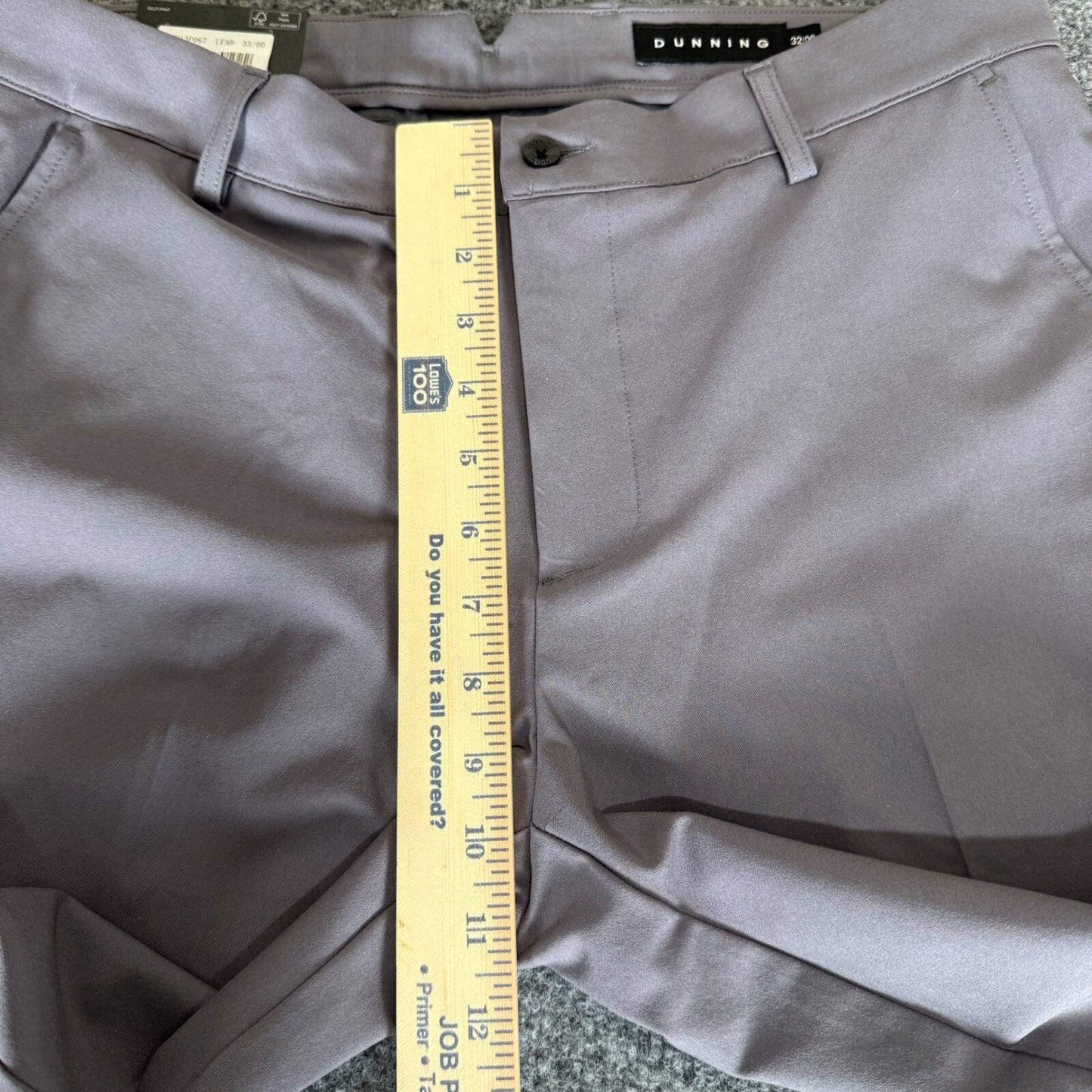 Dunning Golf Pants Men's 32x00 Gray Stretch Performance Dress Casual Trousers