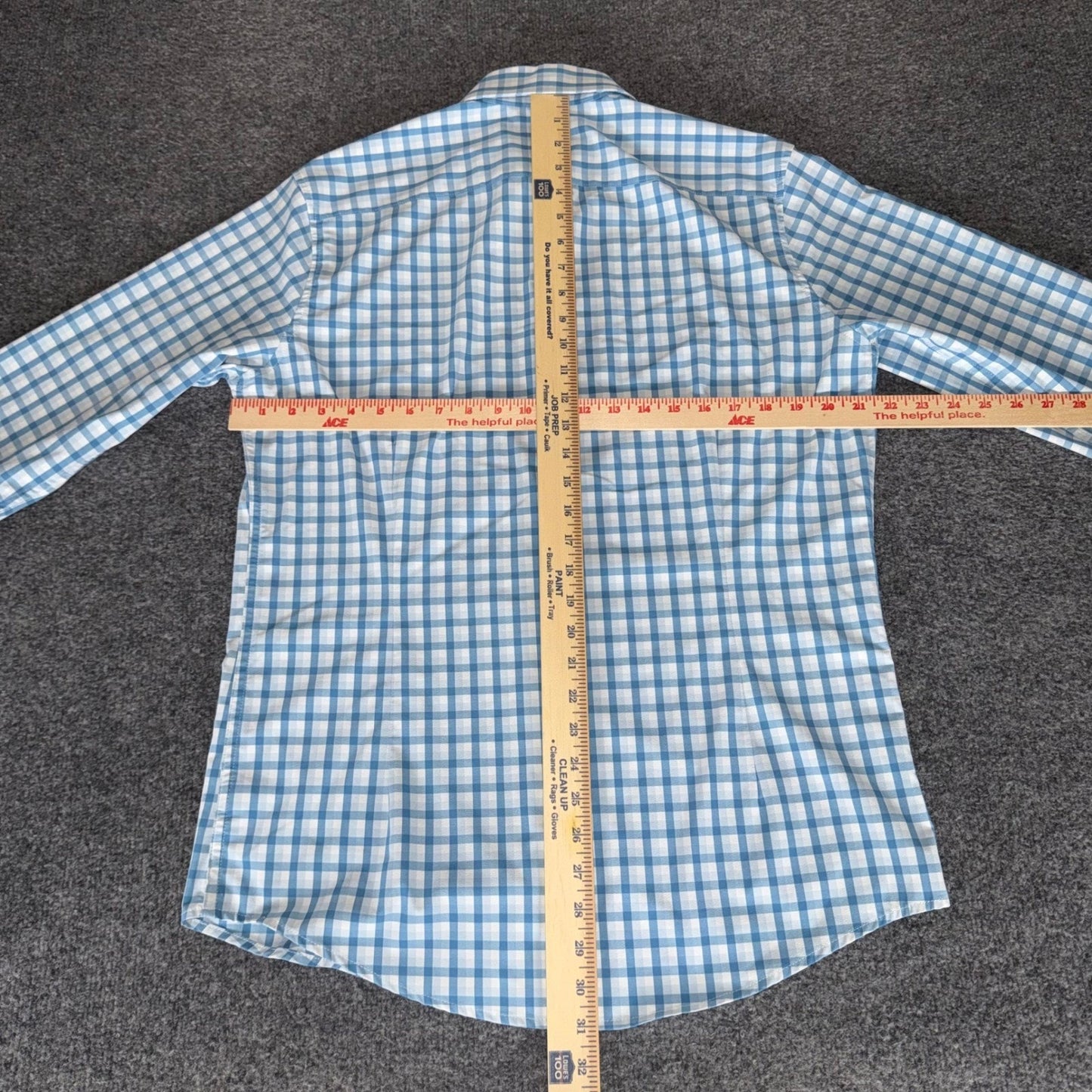 Mizzen+Main Shirt Mens Large Blue White Gingham Trim Fit Stretch Performance