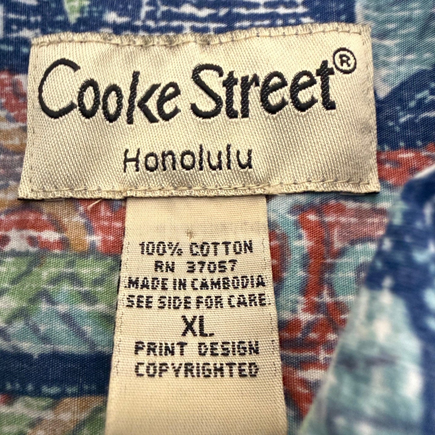Cooke Street Hawaiian Shirt Mens XL Tropical Leaf Reverse Print Cotton Aloha