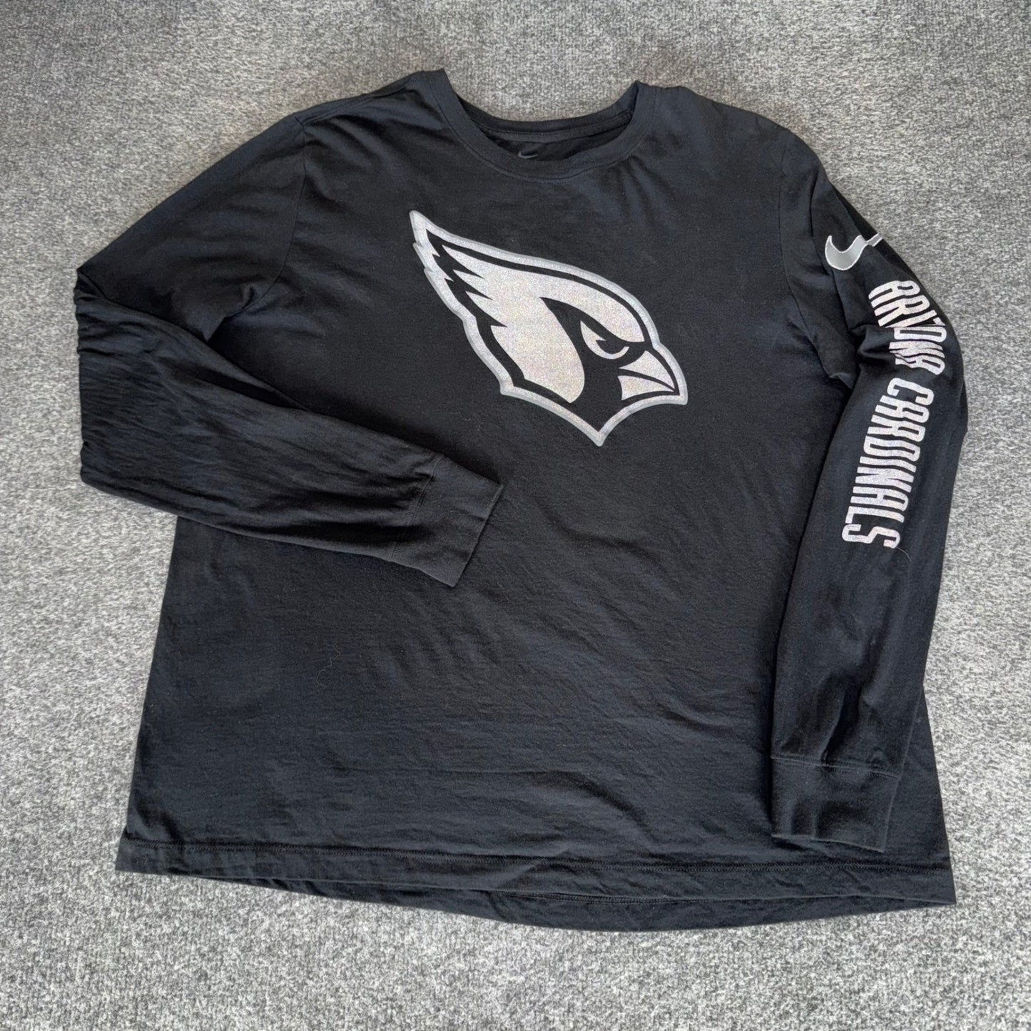 Nike Arizona Cardinals Mens XL Long Sleeve T-Shirt Black Silver NFL Graphic Tee