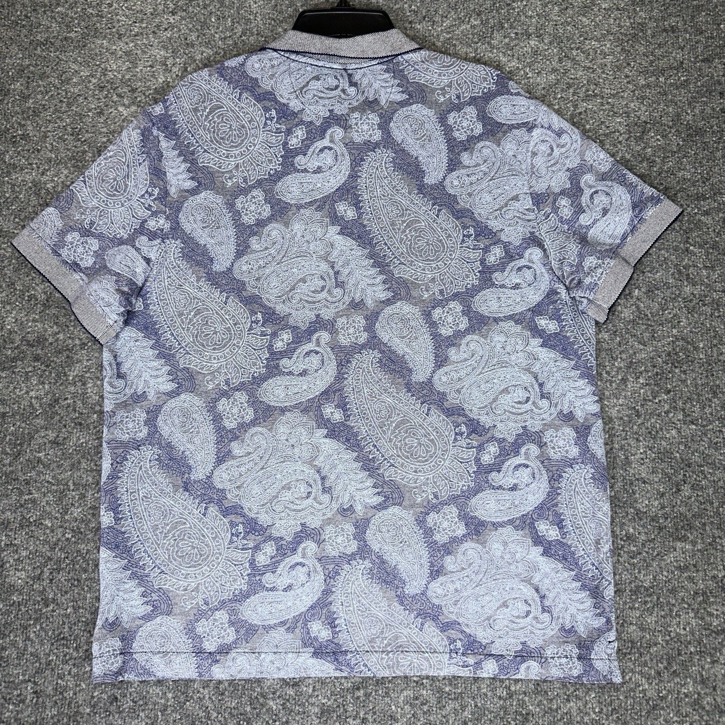 Daniel Cremieux Polo Shirt Mens Large Blue Paisley Short Sleeve Cotton Adult