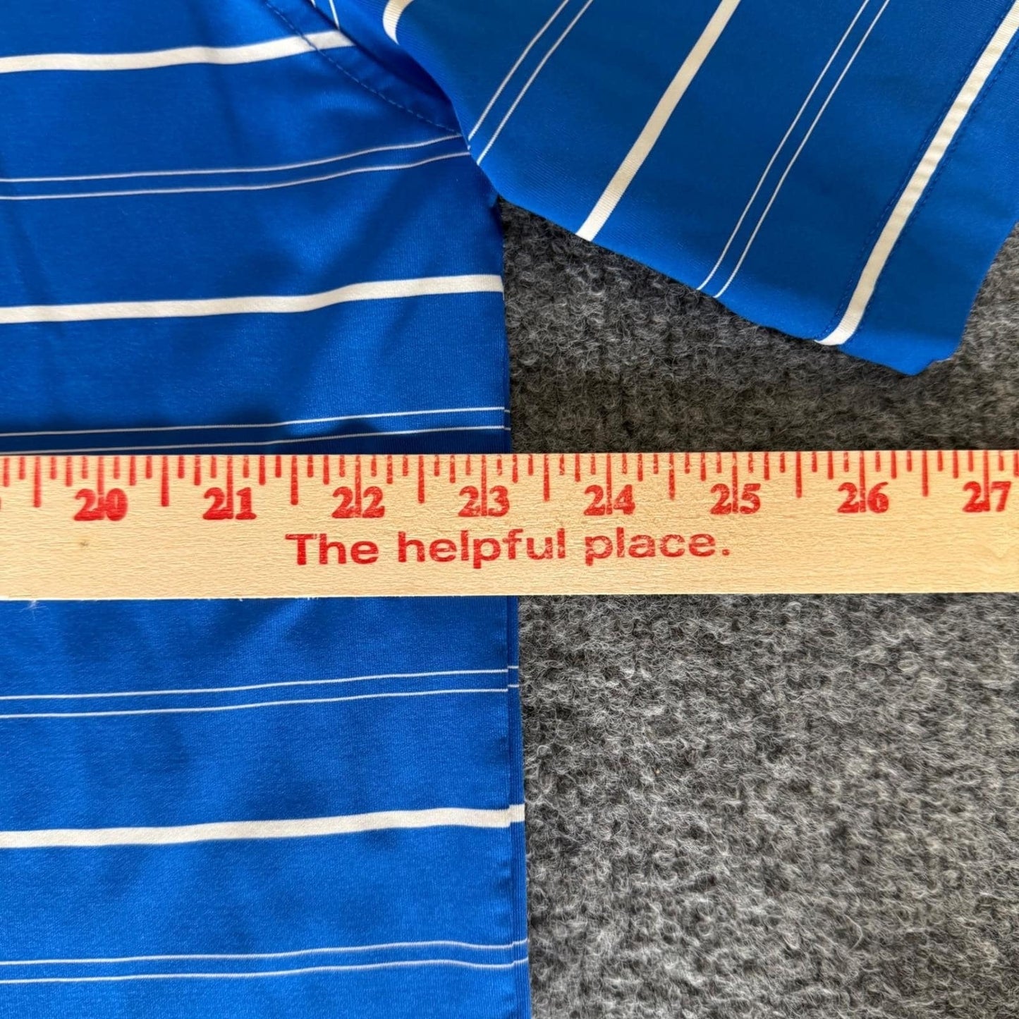 FootJoy Golf Polo Shirt Men Blue Striped Athletic Fit Performance Stretch Casual