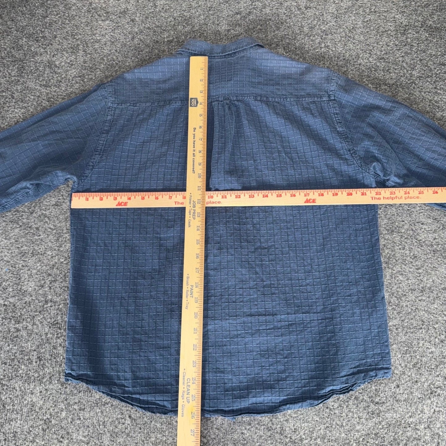 Tommy Bahama Mens Large Blue Silk Cotton Textured Grid Long Sleeve Button Shirt