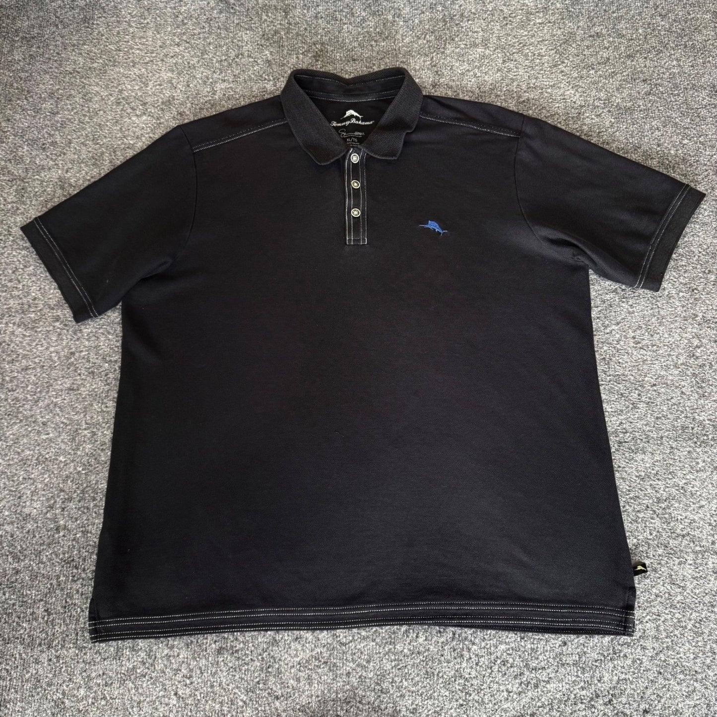Tommy Bahama Polo Shirt Mens XL Black Supima Cotton Casual Golf Resort Comfort