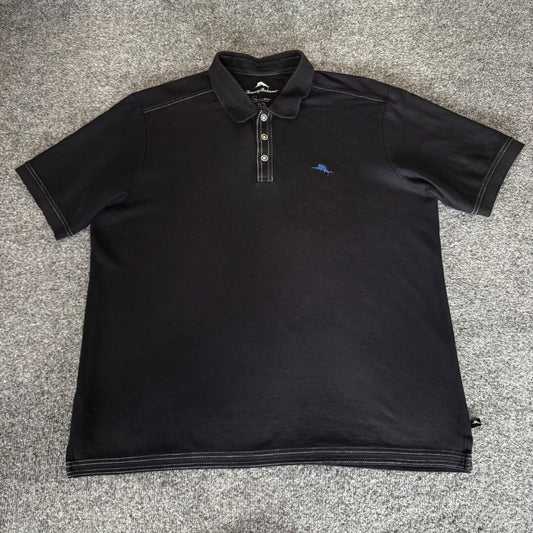 Tommy Bahama Polo Shirt Mens XL Black Supima Cotton Casual Golf Resort Comfort