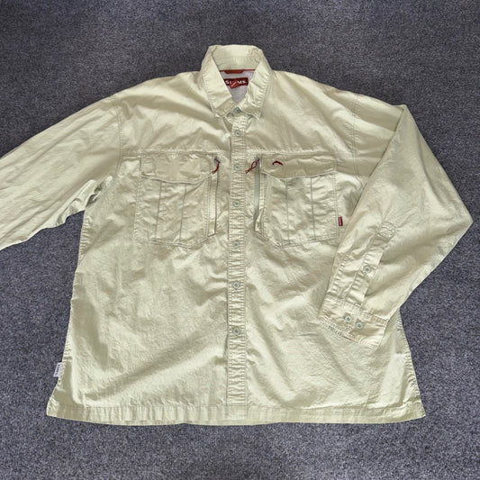 Simms Fishing Shirt Mens XL Green Long Sleeve Button Up Lightweight COR3 Outdoor
