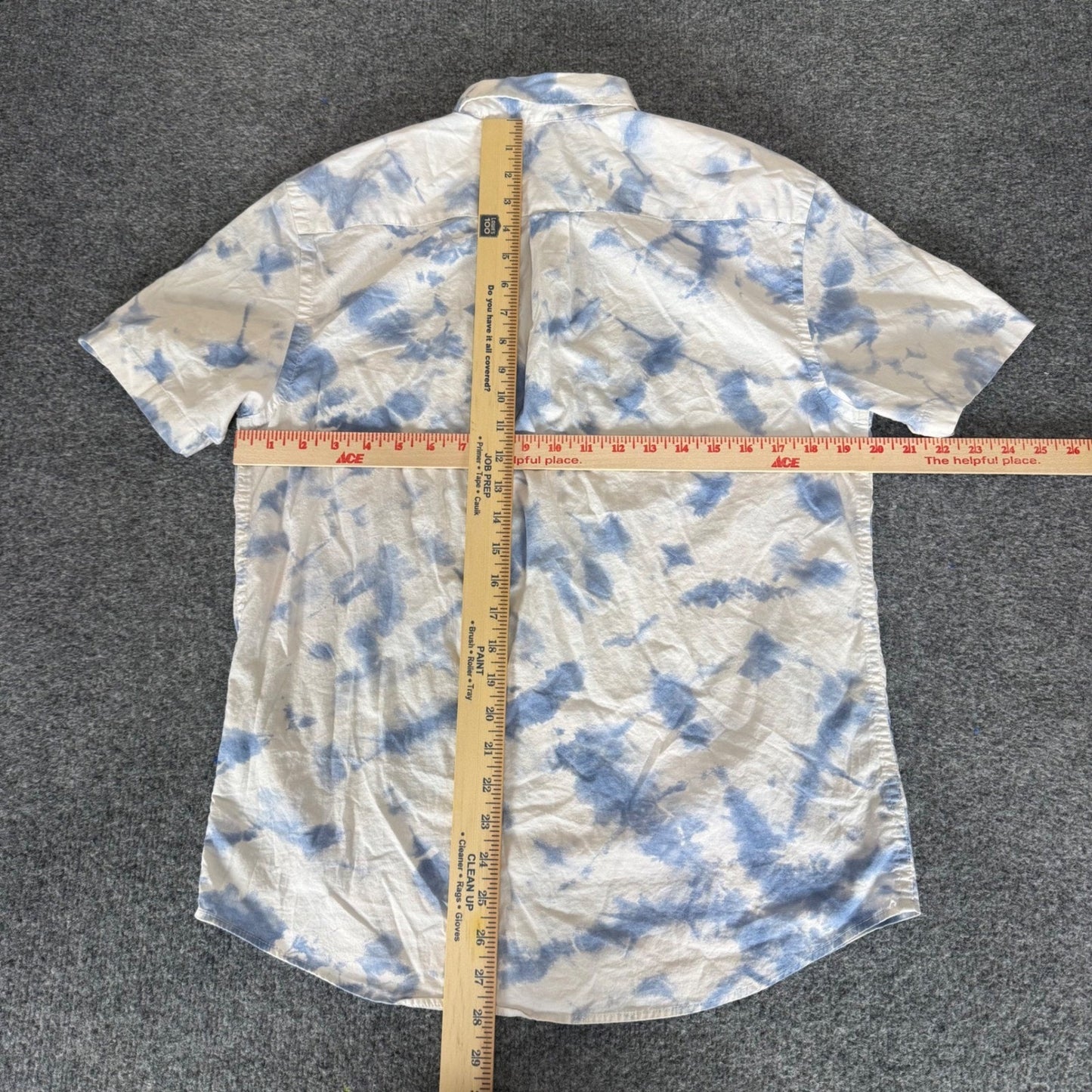 Old Navy Mens Blue White Tie Dye Short Sleeve Button Up Shirt Stretch Medium