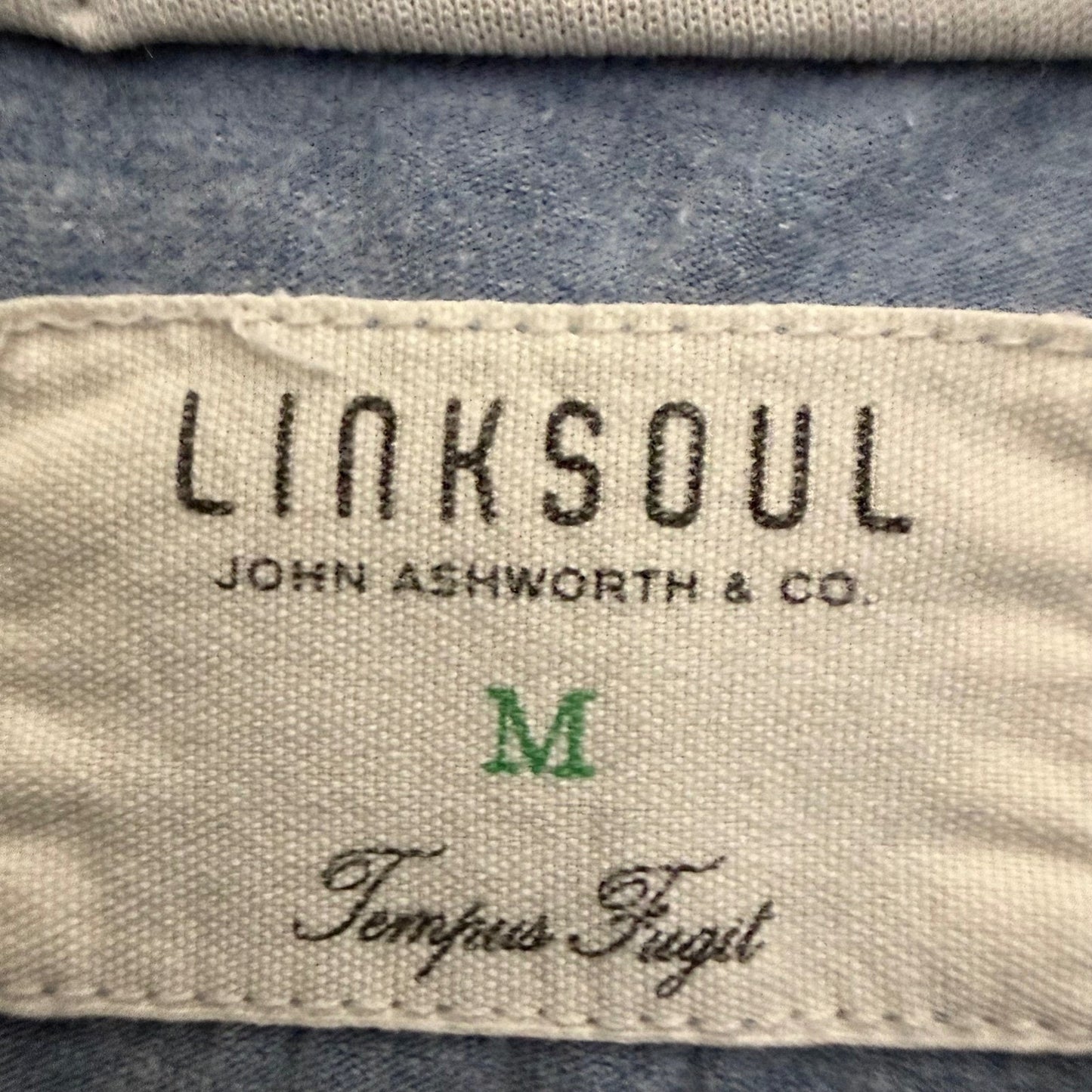 Linksoul Men Blue Striped Golf Polo Shirt Medium Short Sleeve Performance Casual