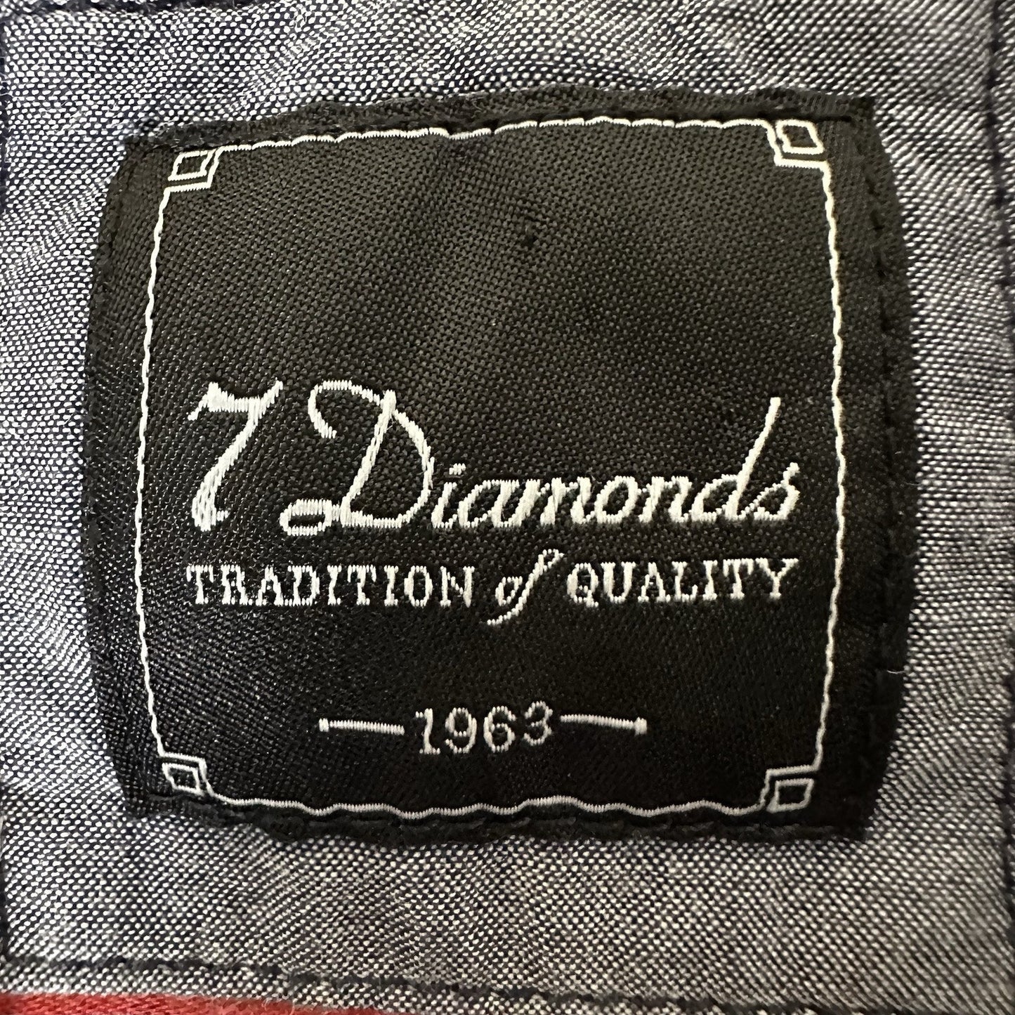 7 Diamonds Shirt Men Large Blue Plaid Long Sleeve Button Up Casual Pockets Adult