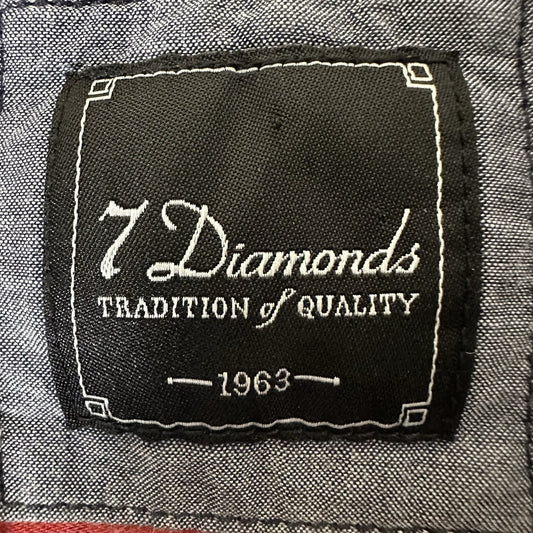 7 Diamonds Shirt Men Large Blue Plaid Long Sleeve Button Up Casual Pockets Adult