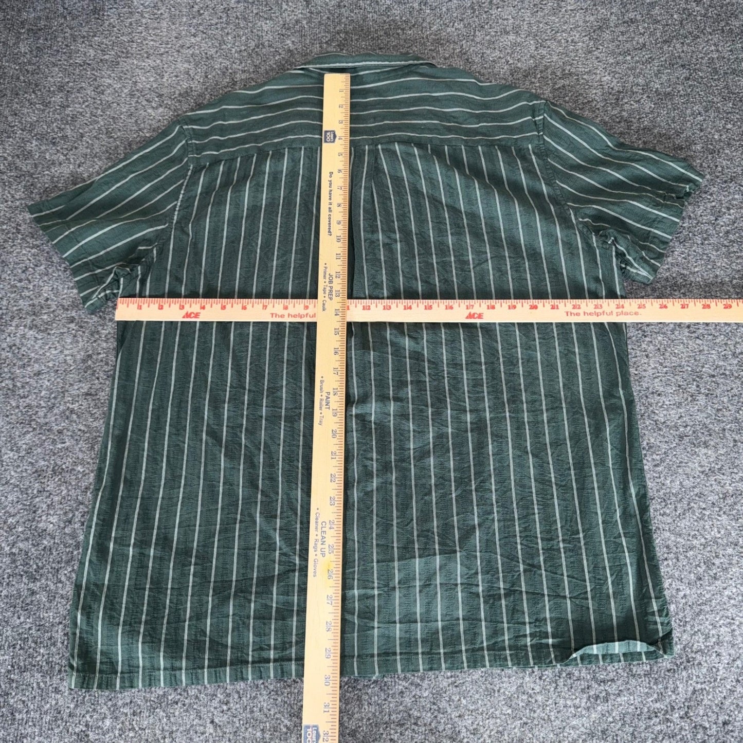 Flint and Tinder Camp Shirt Mens XXL Green Pinstripe Short Sleeve Huckberry Top