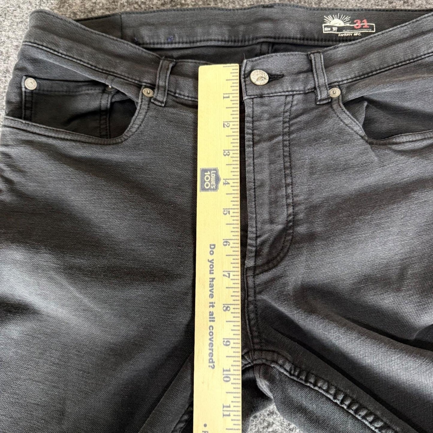 Faherty Brand Stretch Terry 5-Pocket Pant Onyx Black Mens 31x29 Denim Comfort