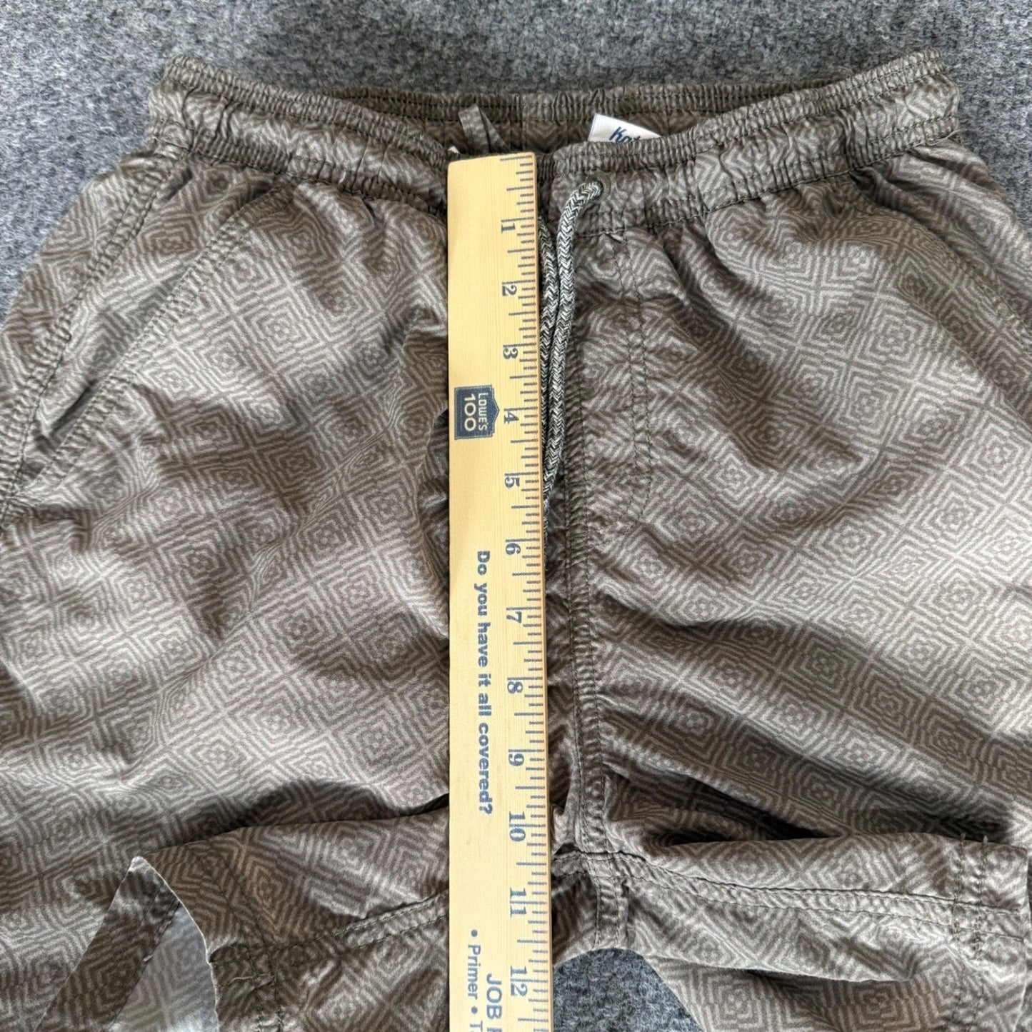 Katin Mens Geometric Diamond Print Swim Trunks Tan Brown Board Shorts Small