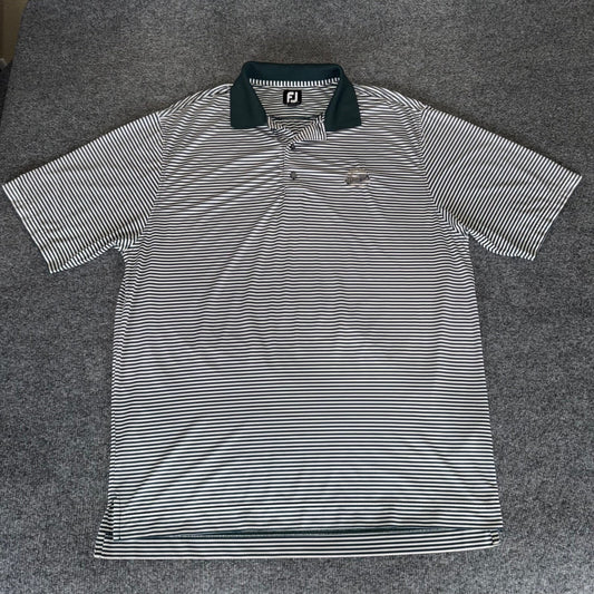 FootJoy Golf Polo Shirt Mens Large Striped Green Performance Short Sleeve Active