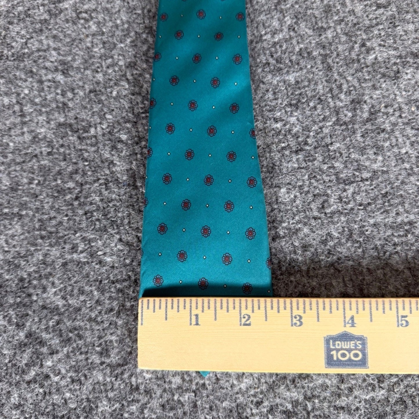 Christian Dior Mens Silk Tie Teal Green Floral Medallion Woven Italy Office