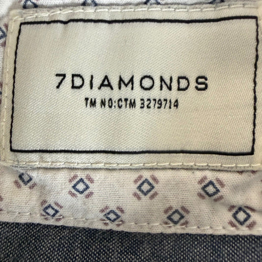 7Diamonds Mens Large White Geometric Short Sleeve Button Up Shirt Stretch Casual