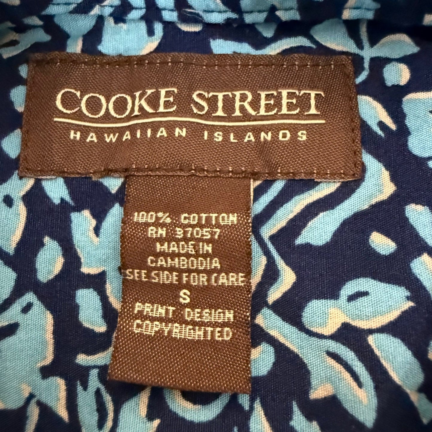 Cooke Street Hawaiian Shirt Mens Small Blue Floral Short Sleeve Button Up Aloha