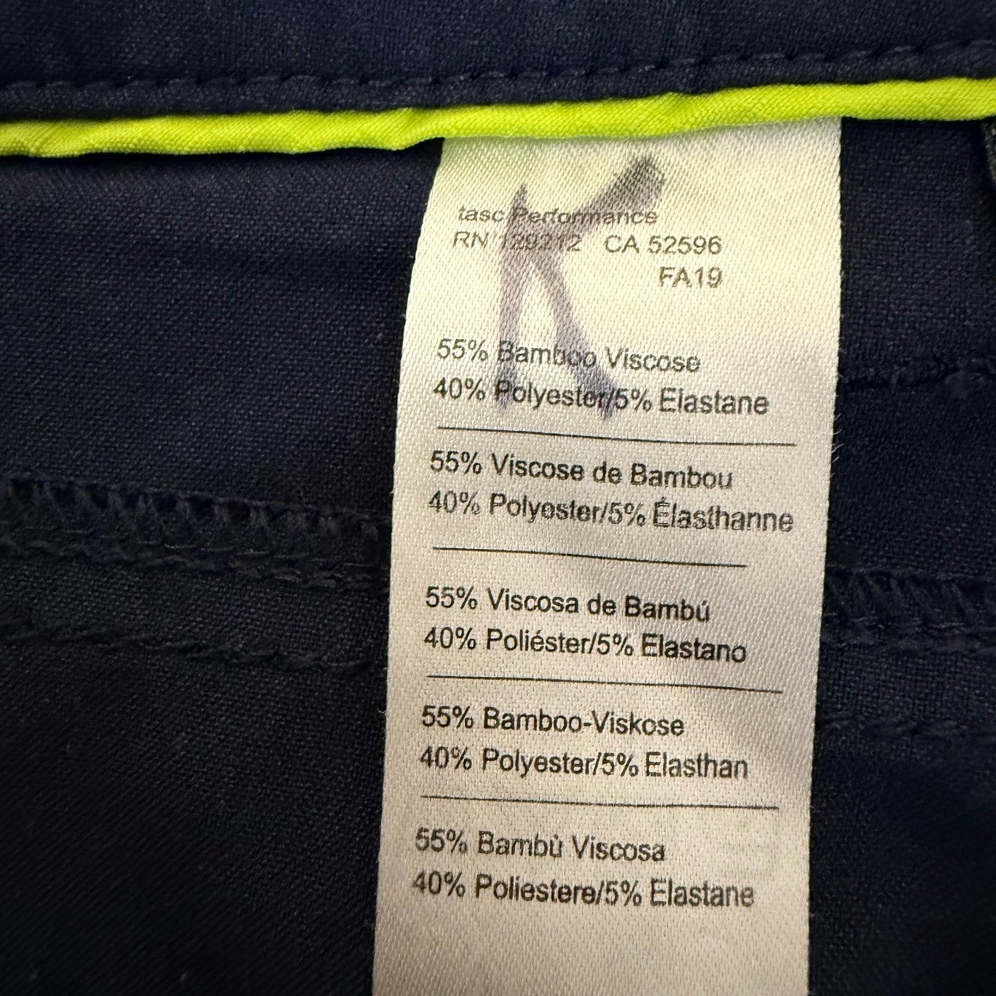 Tasc Performance Pants Mens 30x32 Navy Blue Bamboo Athletic Casual Golf Chino