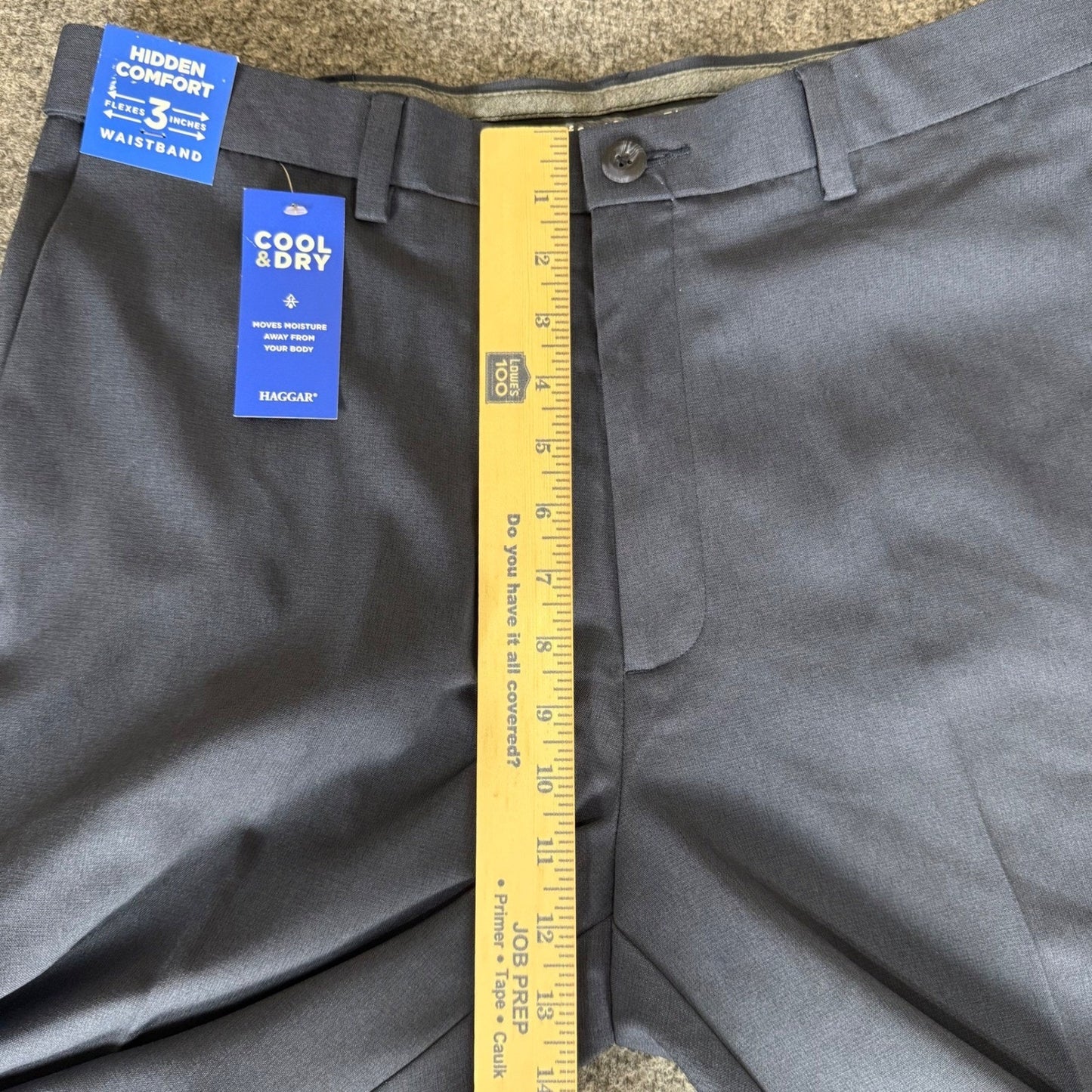 Haggar Cool Right Performance Flex Dress Pants Mens 34x32 Navy Blue Classic Fit
