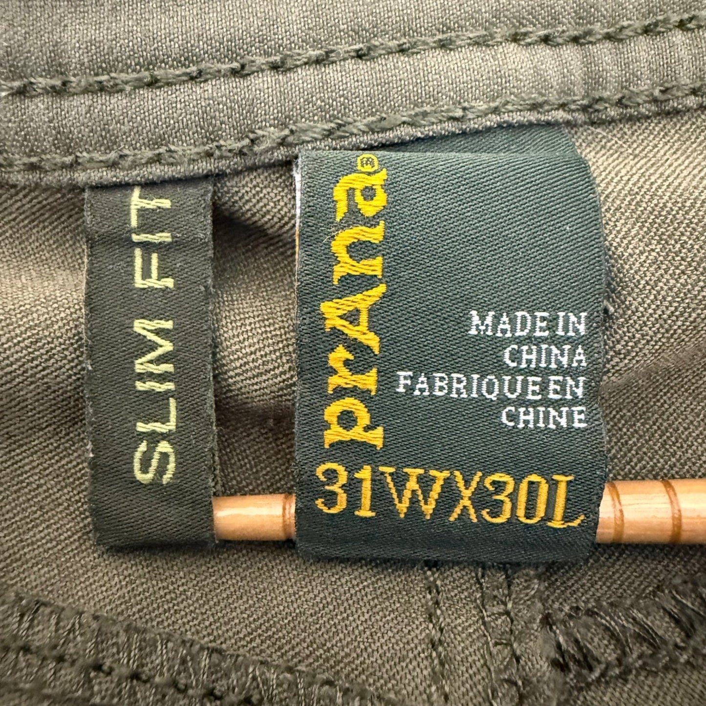 prAna Brion Pant Mens 31x30 (32x29) Green Slim Fit Outdoor Hiking Travel Stretch