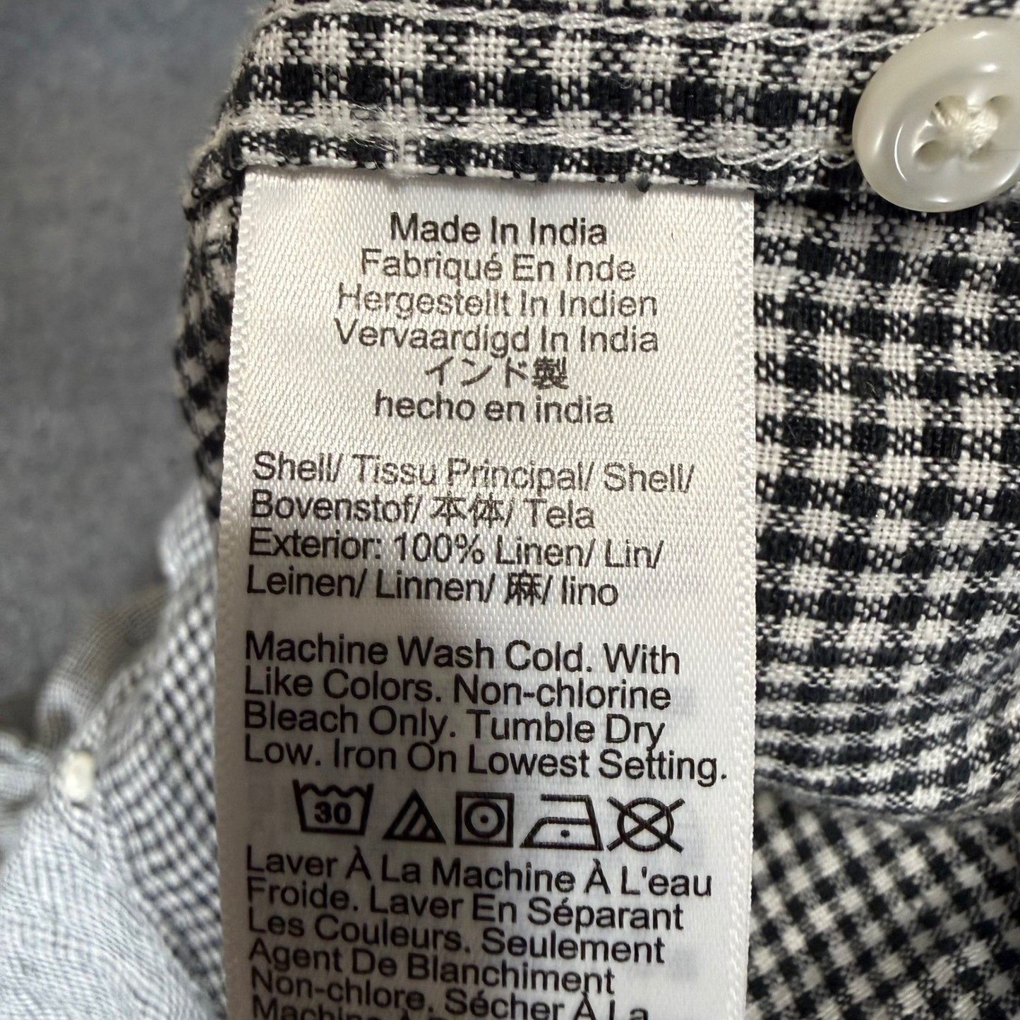 J Crew Irish Linen Baird McNutt Shirt Men L Gingham Button Up Long Sleeve Casual