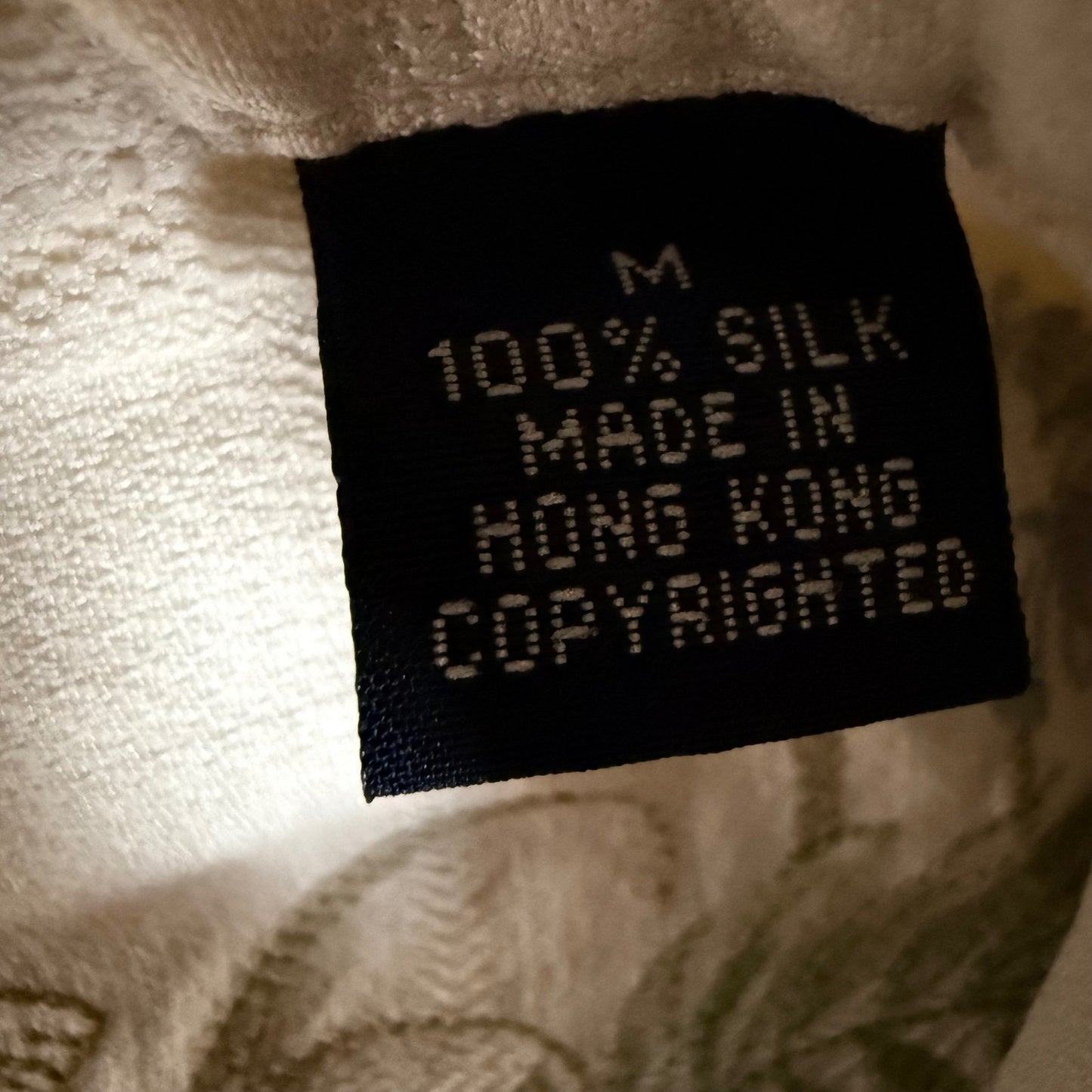 Tommy Bahama Mens Medium Silk Camp Shirt Palm Print Short Sleeve Button Up