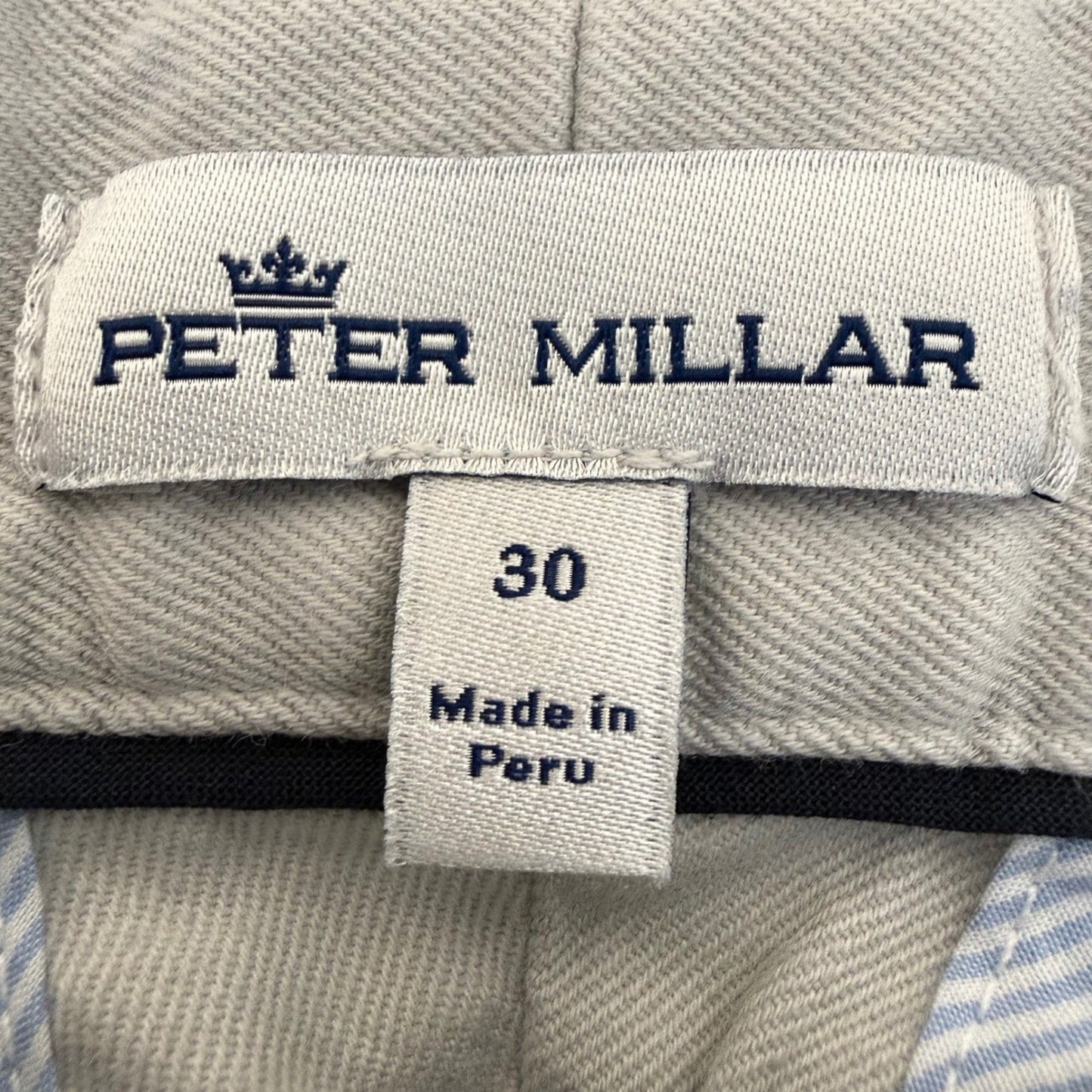 Peter Millar Pilot Twill Short Mens 30 Beige Chino Pima Cotton Flat Front Casual