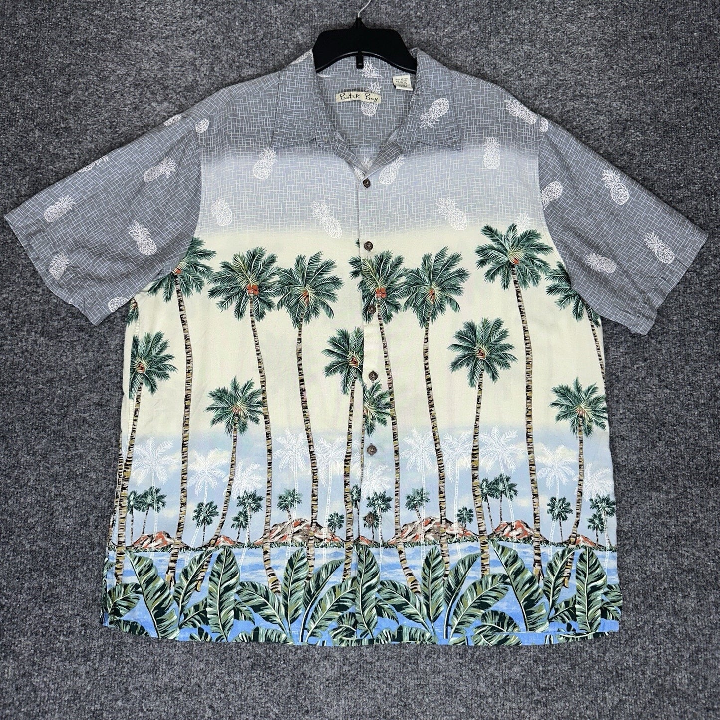 Batck Bay Hawaiian Shirt Mens XL Rayon Palm Trees Pineapple Short Sleeve Adult