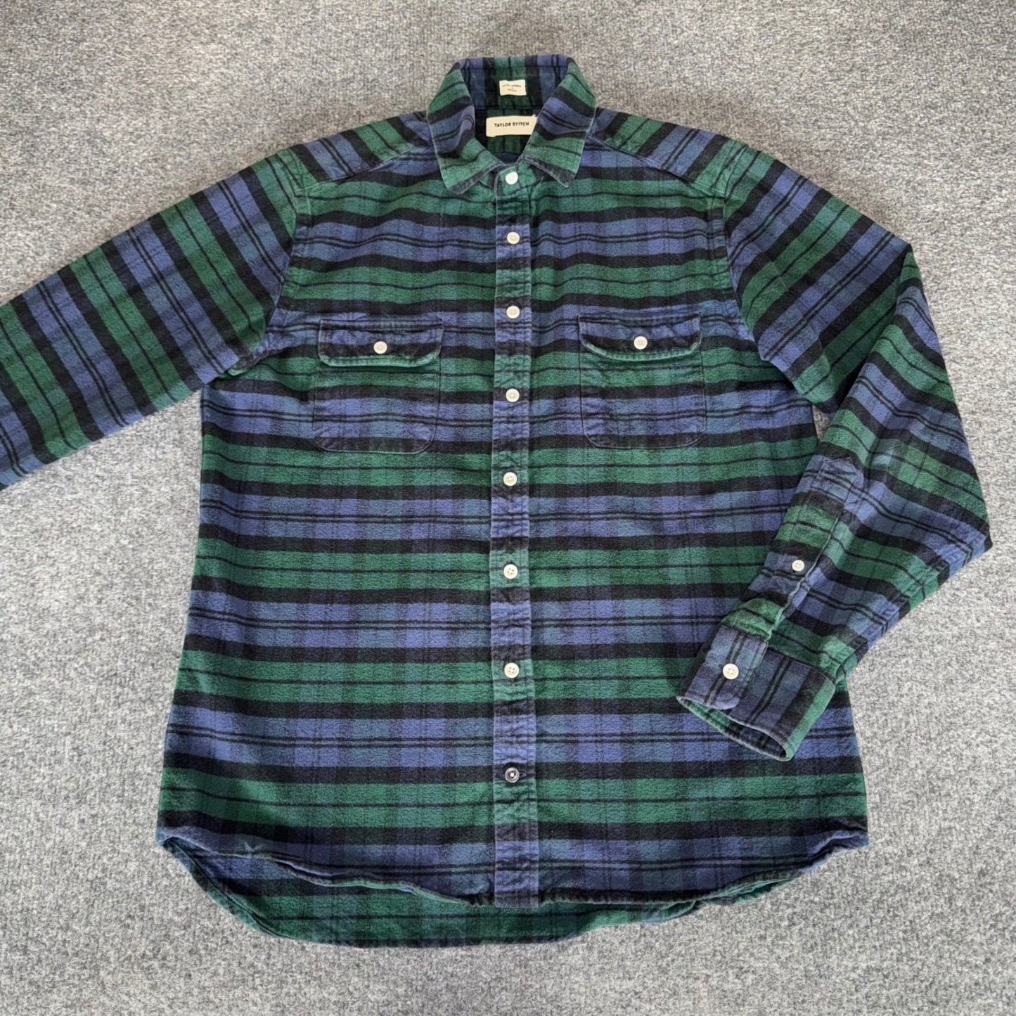 Taylor Stitch Flannel Shirt Mens Size 40 Medium Plaid Long Sleeve Button Up