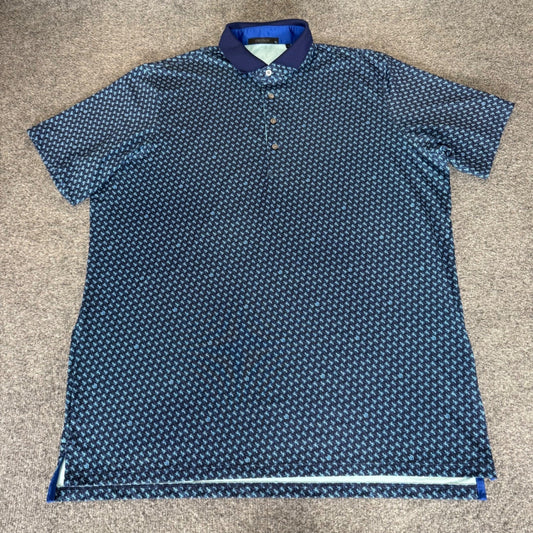 Greyson Golf Polo Shirt Mens XL Blue Geometric Short Sleeve Performance Athletic