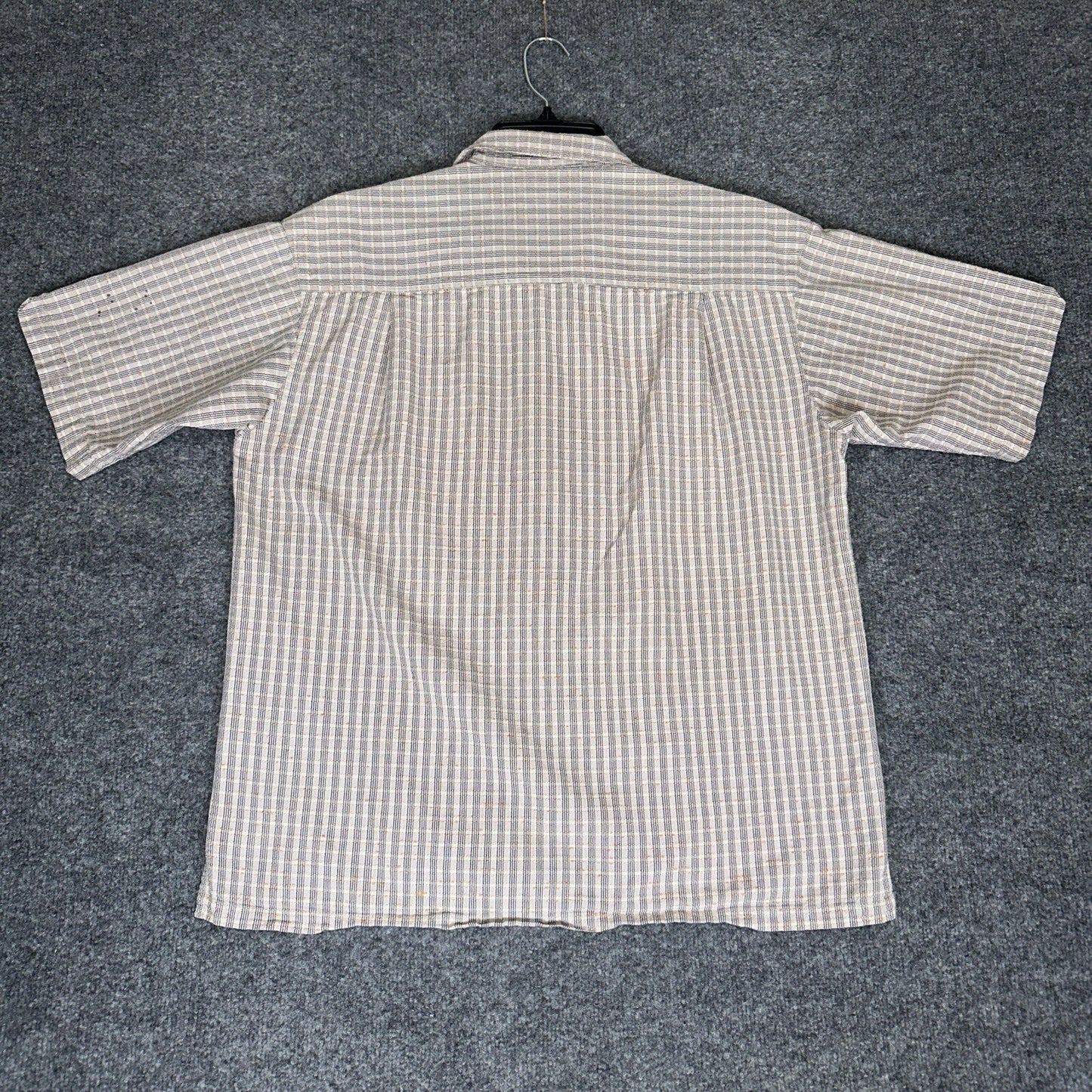 Columbia Shirt Mens Large Tan Plaid Short Sleeve Button Up Pocket Seersucker