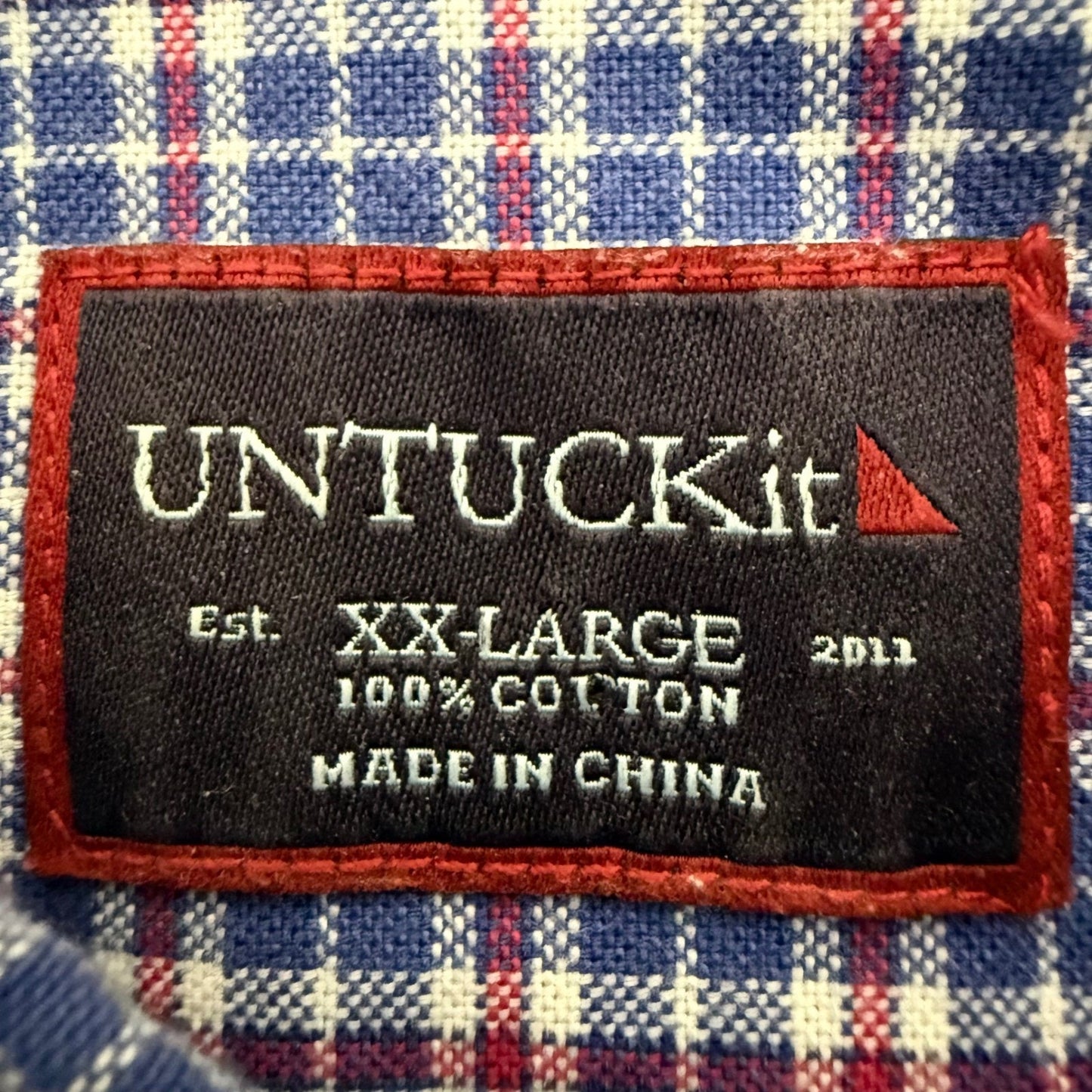 UNTUCKit Mens XXL Blue Red Plaid Button Down Shirt Flannel Cotton Long Sleeve
