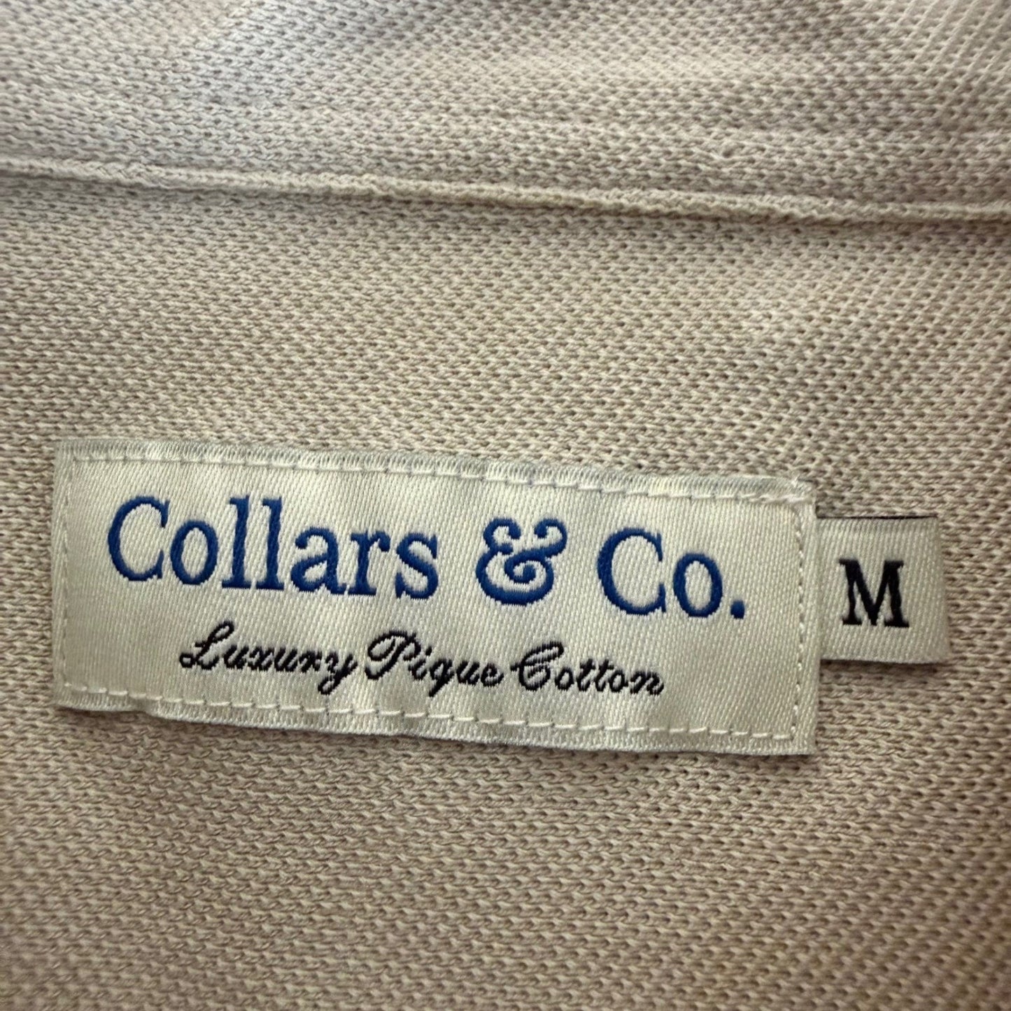 Collars & Co Shirt Mens M Beige Luxury Pique Cotton Long Sleeve Button Up Casual